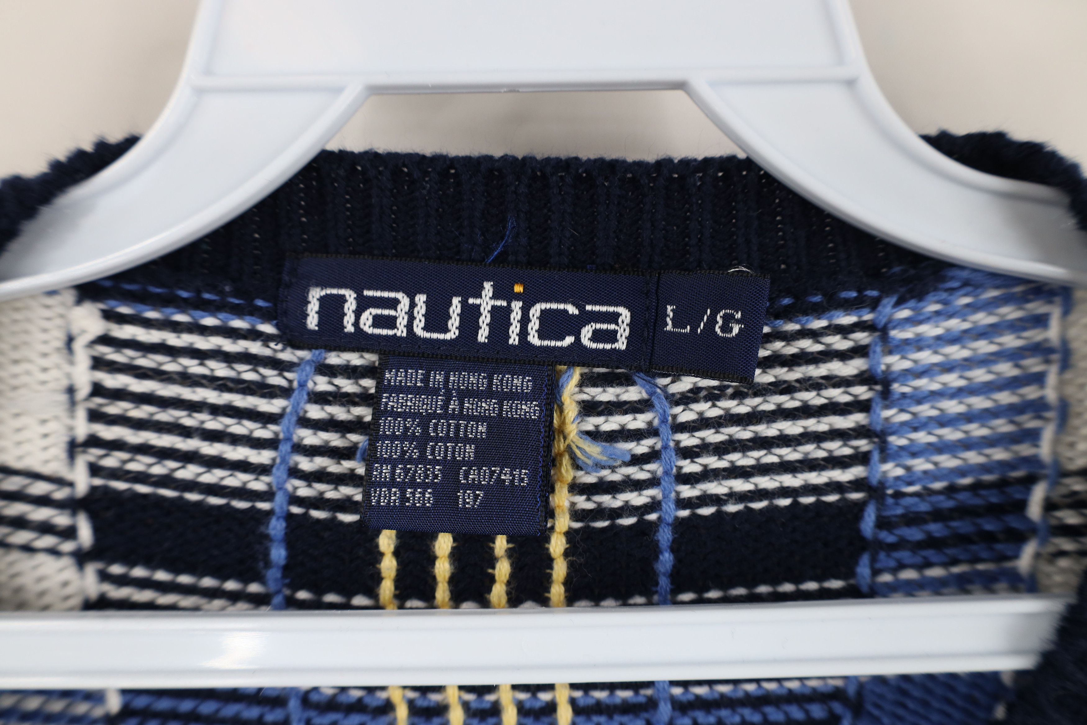 Nautica Vintage 90s Nautica Plaid Knit Crewneck Sweater Cotton Size US L / EU 52-54 / 3 - 8 Thumbnail