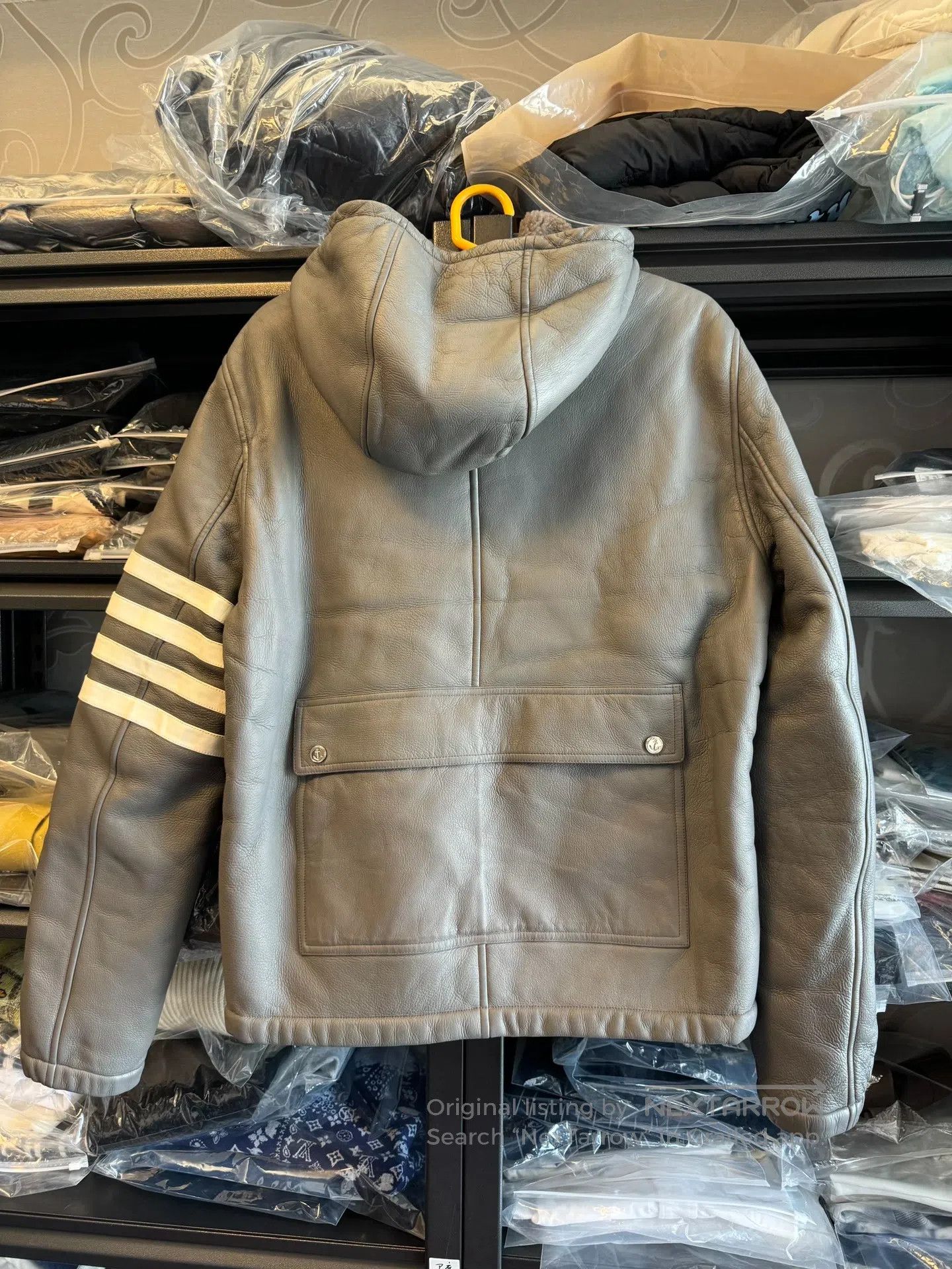Thom Browne Thom Browne Grey Shearling Hooded Zip-Up Jacket| Size US XXL / EU 58 / 5 - 2 Thumbnail