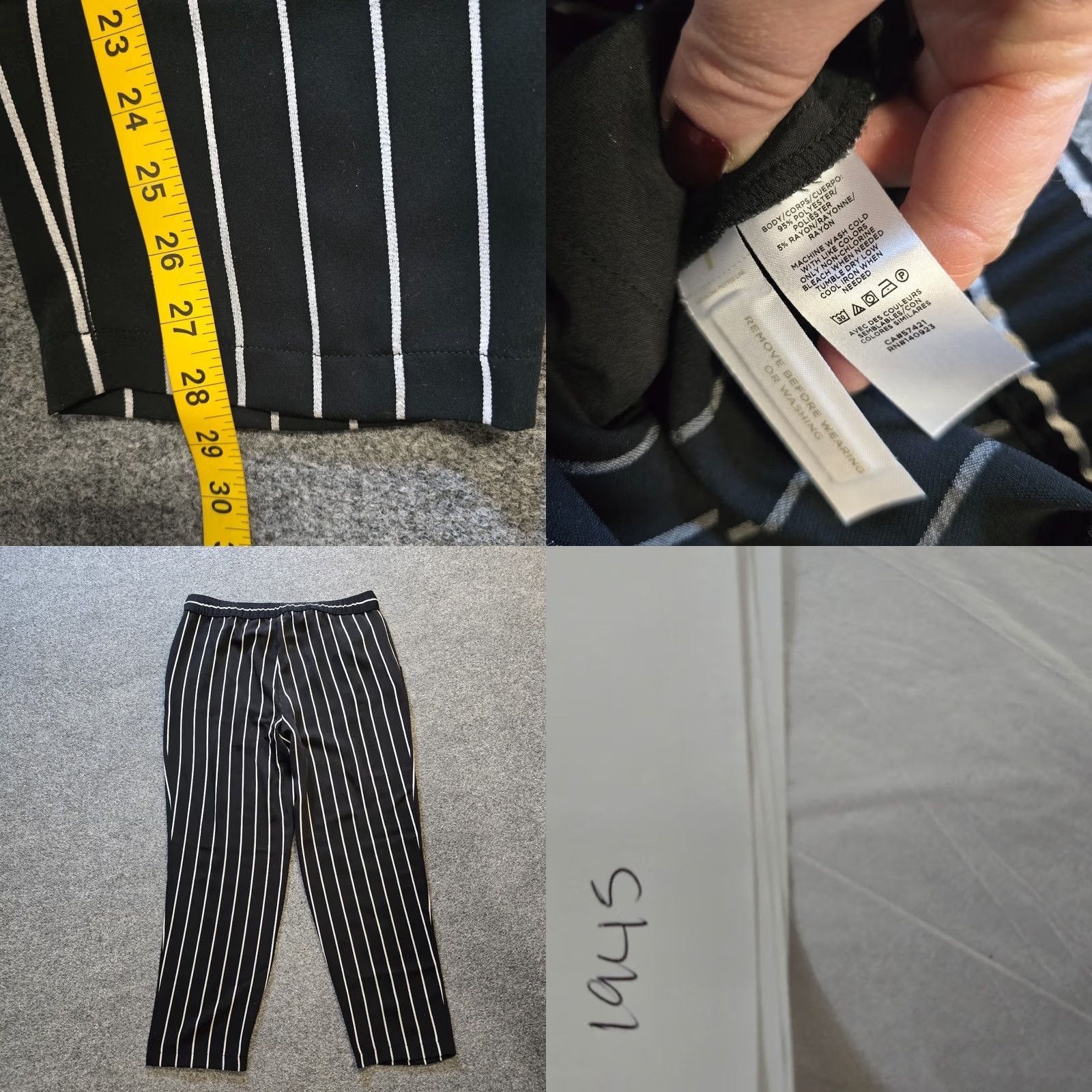 Loft LOFT Pants Womens Regular Size M Black White Striped Tapered Pull On Casual Career Dress Pants Size 32" / US 10 / IT 46 - 8 Thumbnail