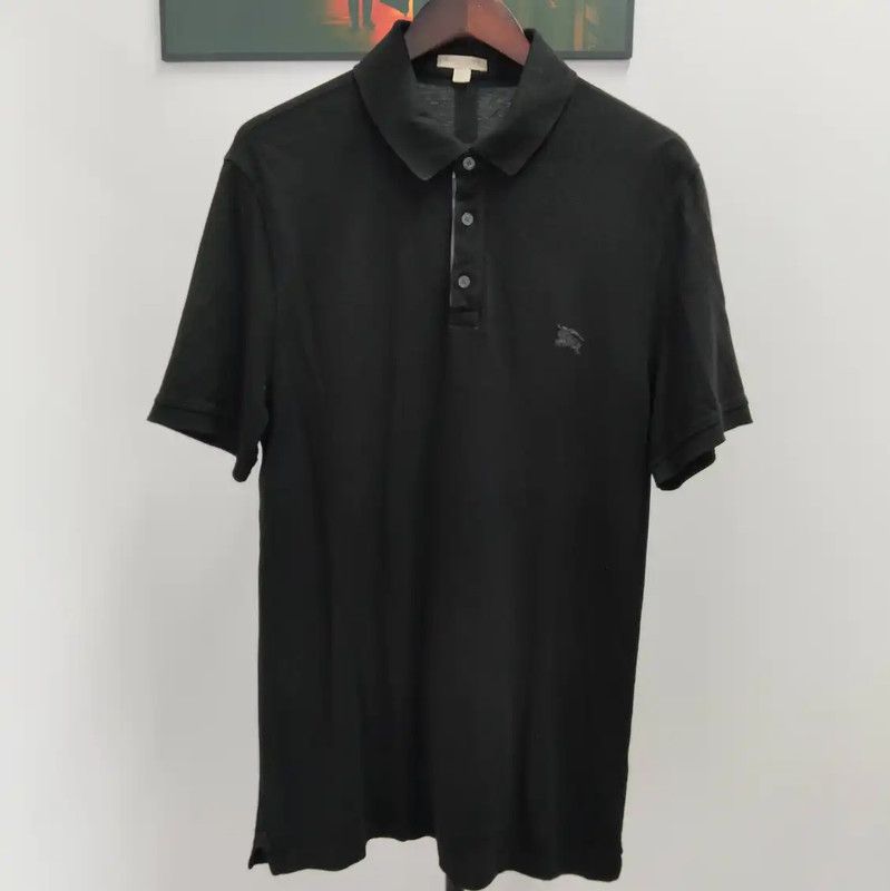 Burberry Burberry Black Cotton Short Sleeve Polo Shirt Size US L / EU 52-54 / 3 - 1 Thumbnail