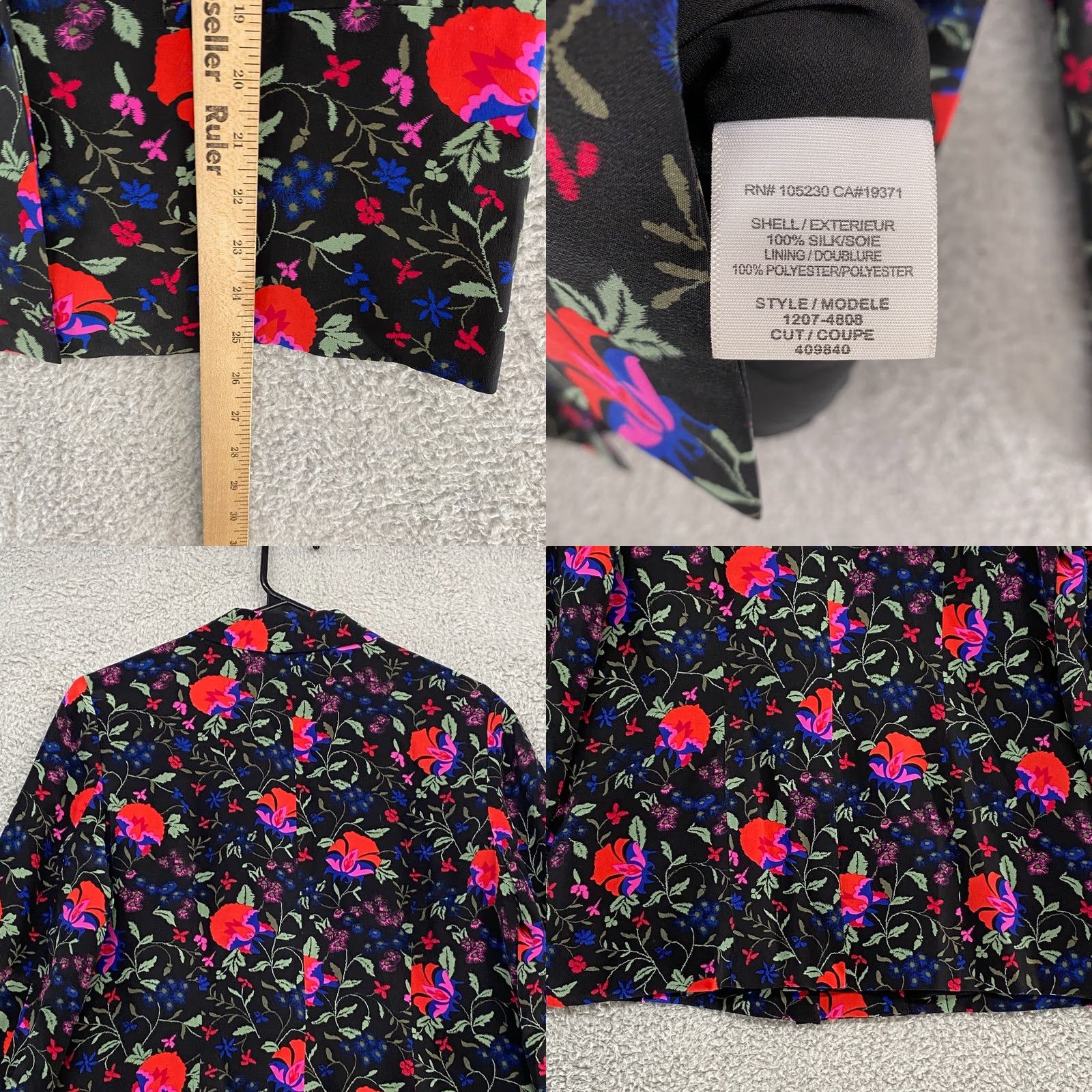 Joie Joie Blazer Silk Floral S Black Women Small Mid-Length Long Sleeve Button Jacket Mens Womens Girls not Size S / US 4 / IT 40 - 8 Thumbnail