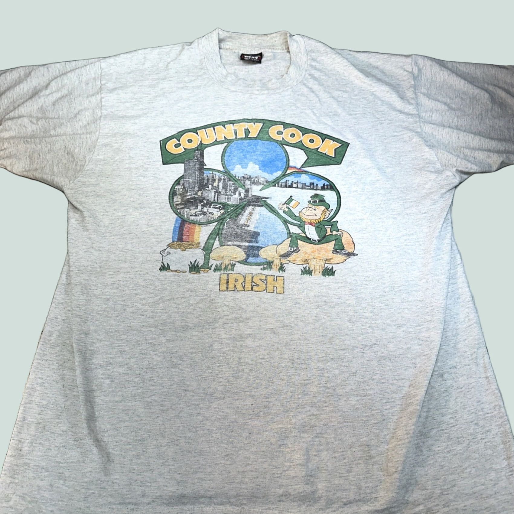 Fruit Of The Loom VINTAGE Fruit of the Loom T-Shirt USA Cook County St. Patrick’s Day XL Men Gray Size US XL / EU 56 / 4 - 1 Thumbnail