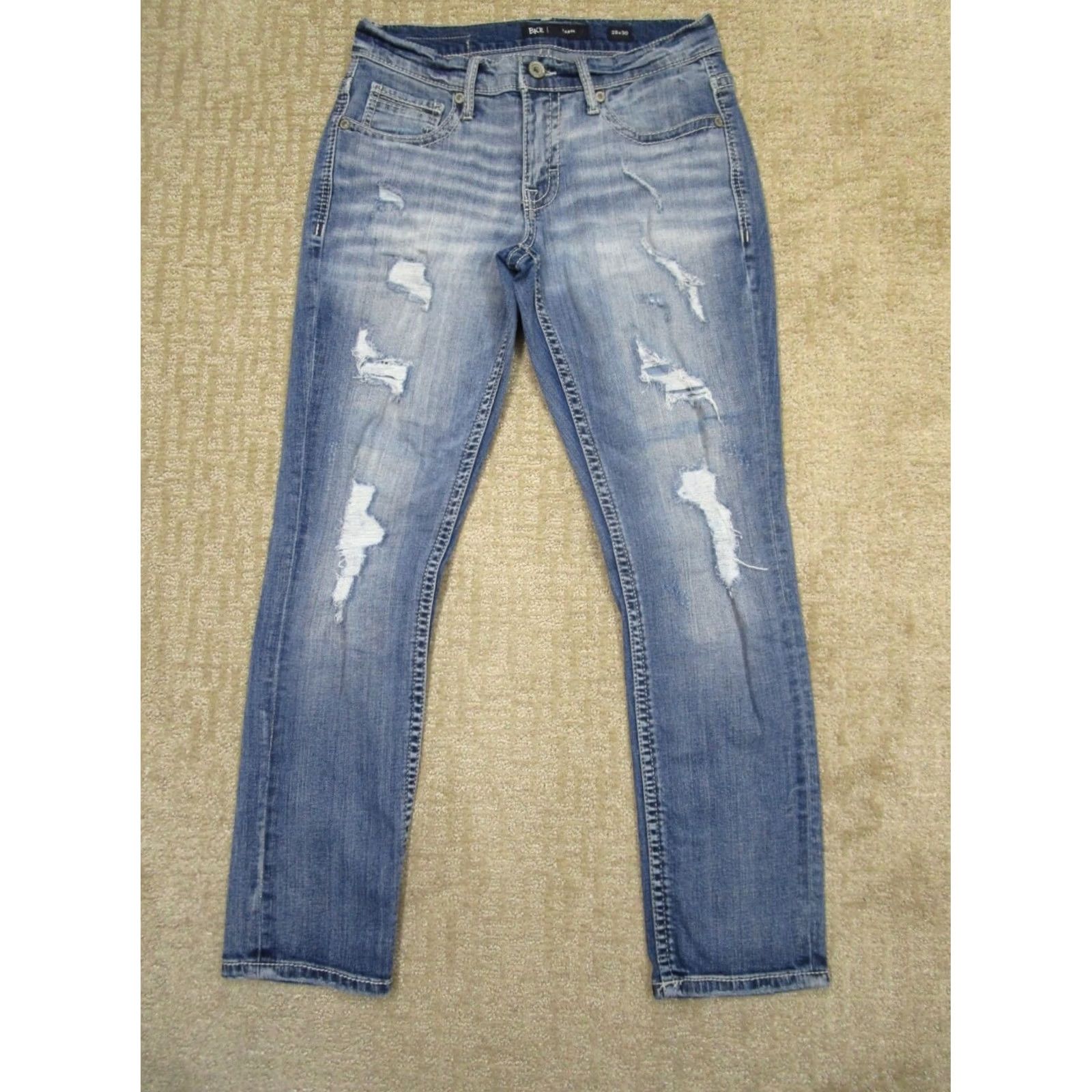 Vintage BKE Jeans Buckle Men's 29x30 Light Wash Distressed Tapered Low Rise Size US 29 - 2 Thumbnail