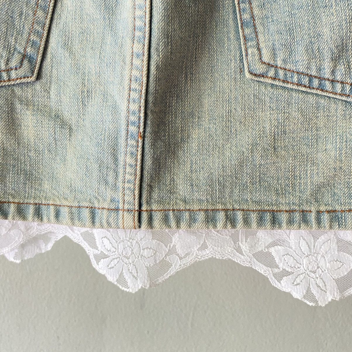 Jean Paul Gaultier JPG Jean Paul Gaultier Y2K Lace Trim Denim Skirt Size 36" / US 14 / IT 50 - 14 Thumbnail