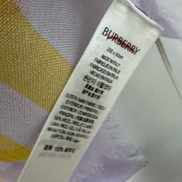 Burberry Burberry Check-Pattern Fringed Wool Scarf Purple Yellow Size ONE SIZE - 6 Thumbnail
