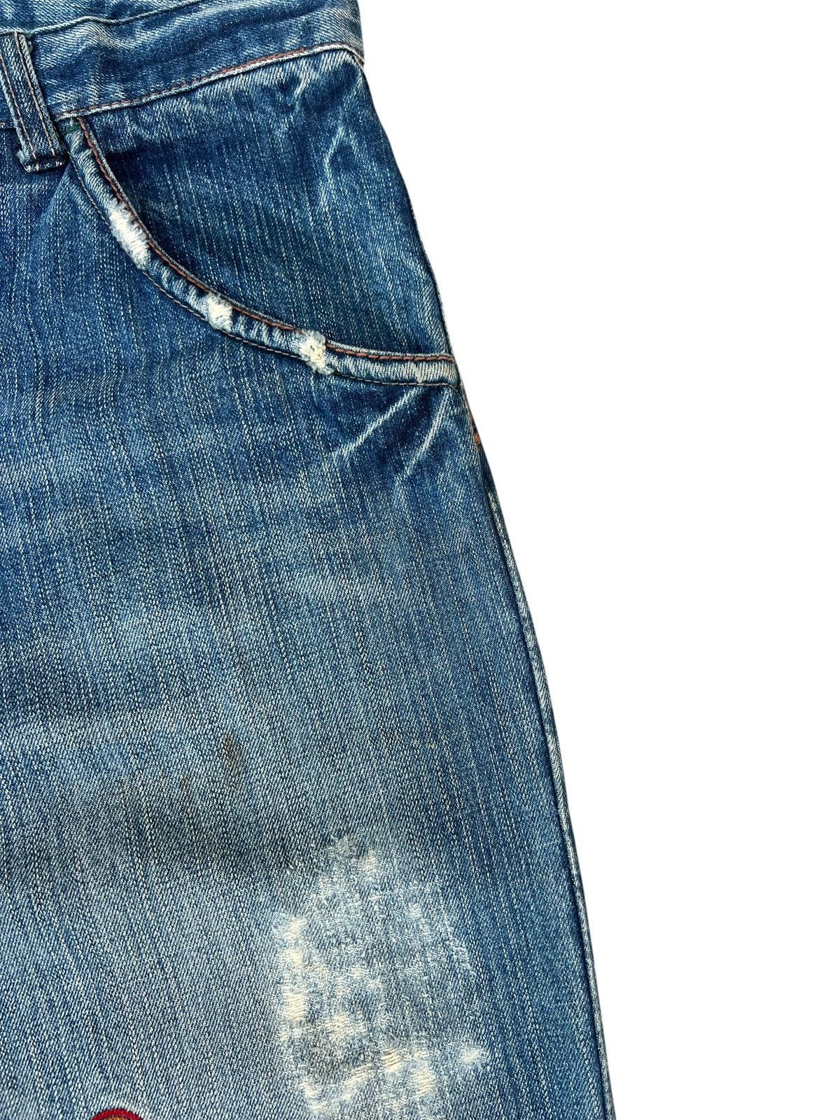 Vintage Vintage Global Work Ortega Embroidery Rips Distressed Denim Size US 31 - 12 Thumbnail