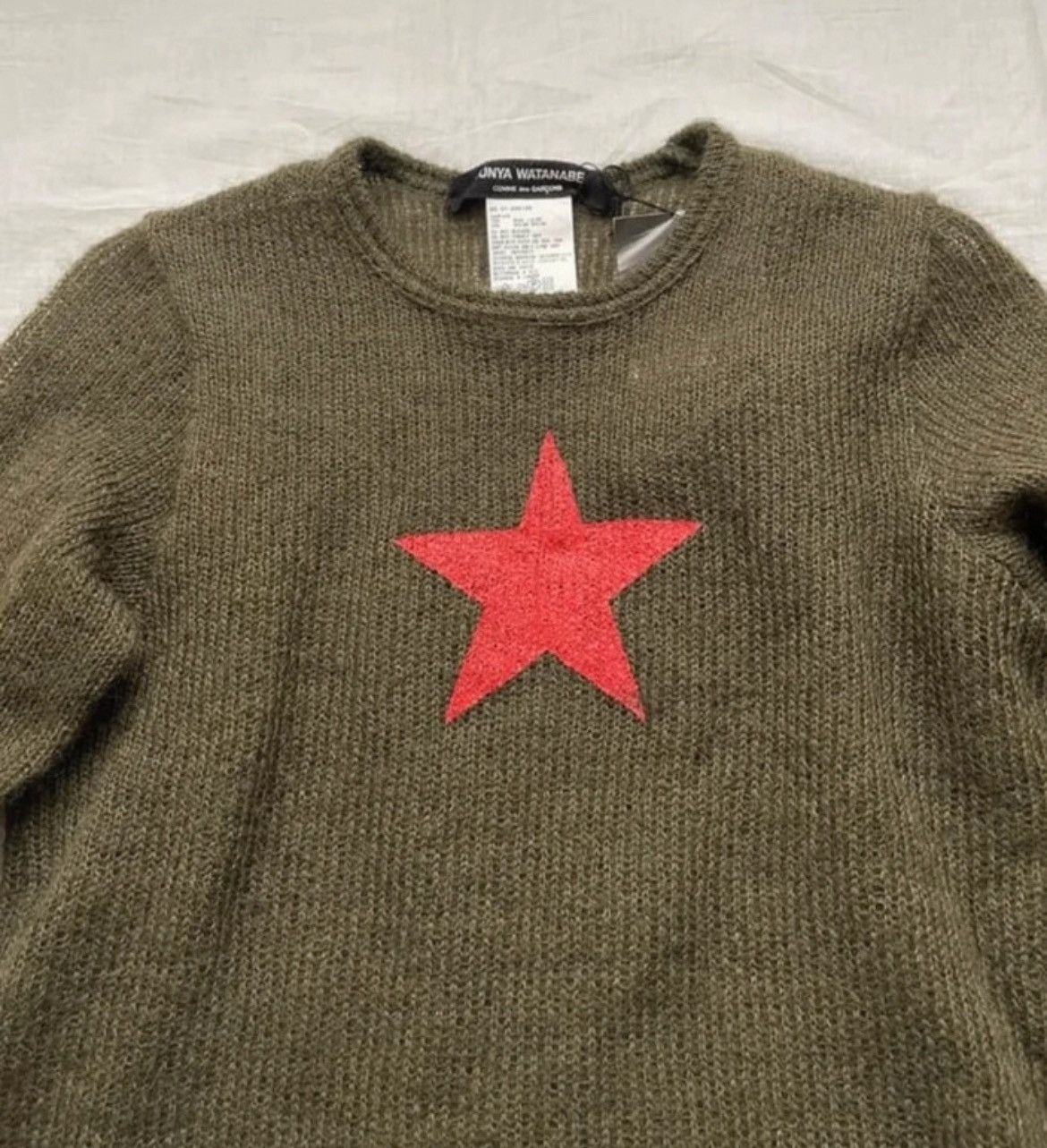 Comme des Garcons × Junya Watanabe Junya Watanabe Olive Red Star SS98 Knit Sweater Size XS / US 0-2 / IT 36-38 - 2 Thumbnail