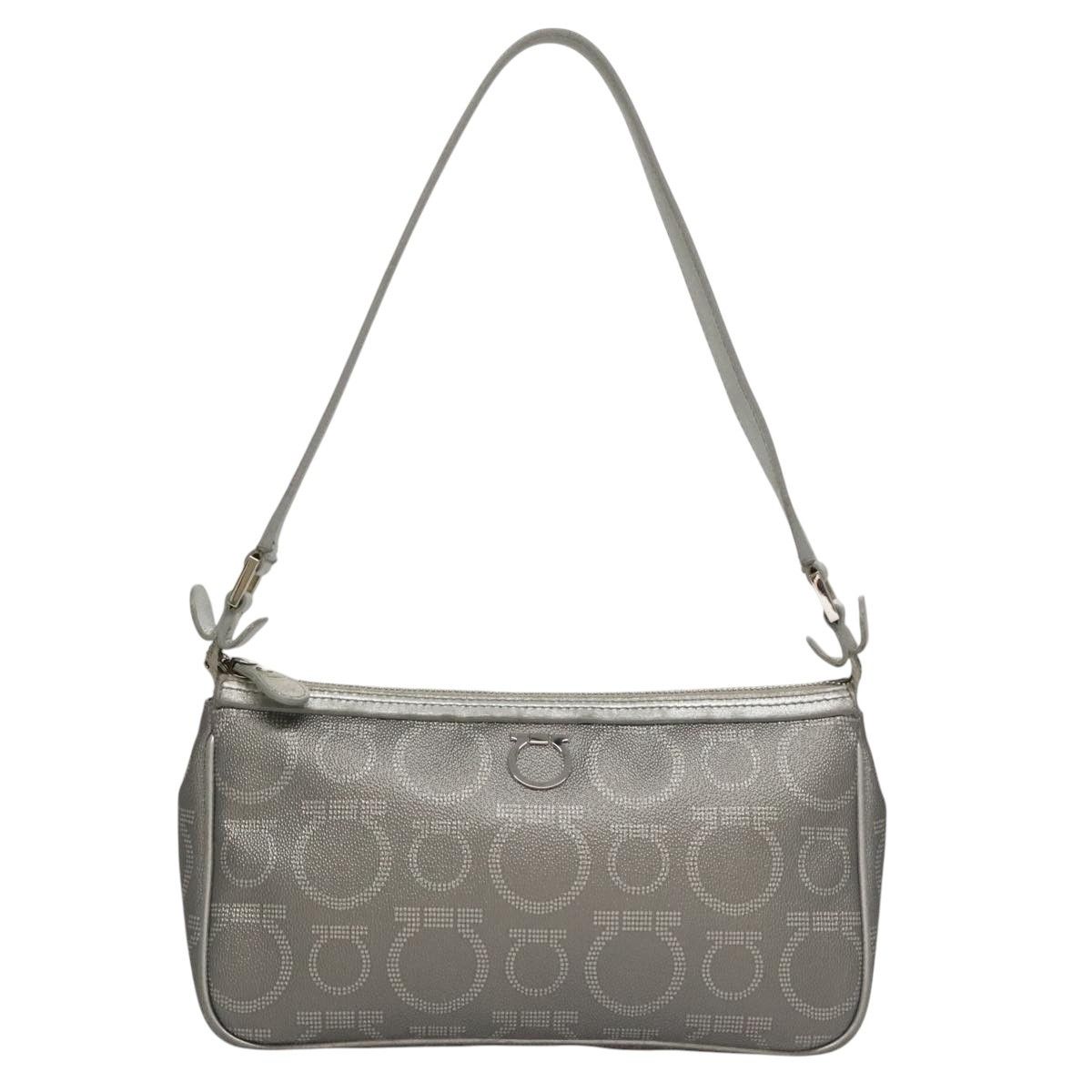 Salvatore Ferragamo Gancini Grey Leather Clutch Bag (Pre-Owned) Size ONE SIZE - 1 Thumbnail