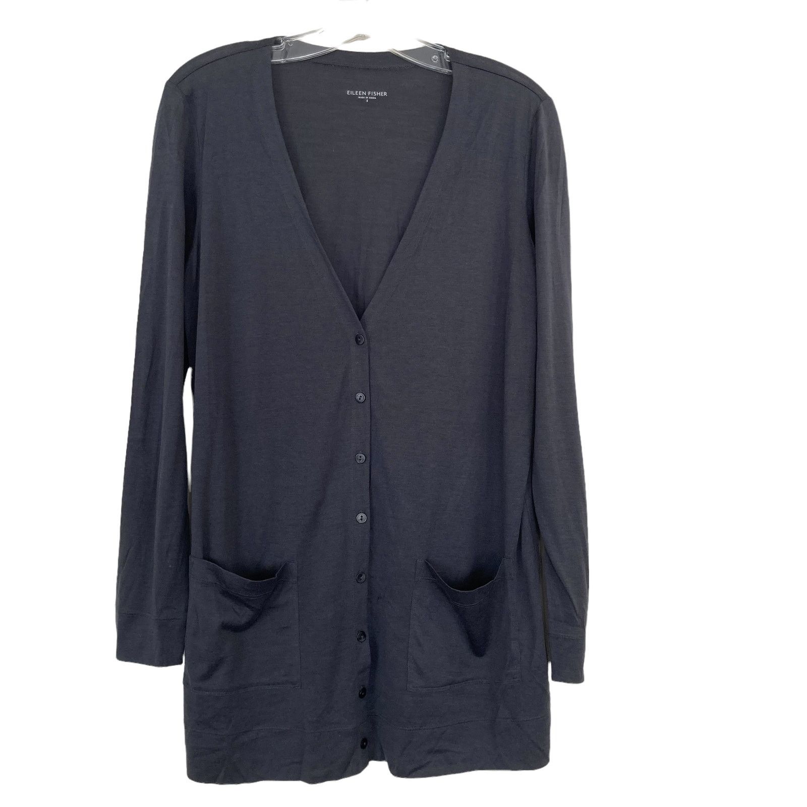 Eileen Fisher Eileen Fisher Gray Silk Blend Lightweight Cardigan Sz S Size S / US 4 / IT 40 - 1 Thumbnail