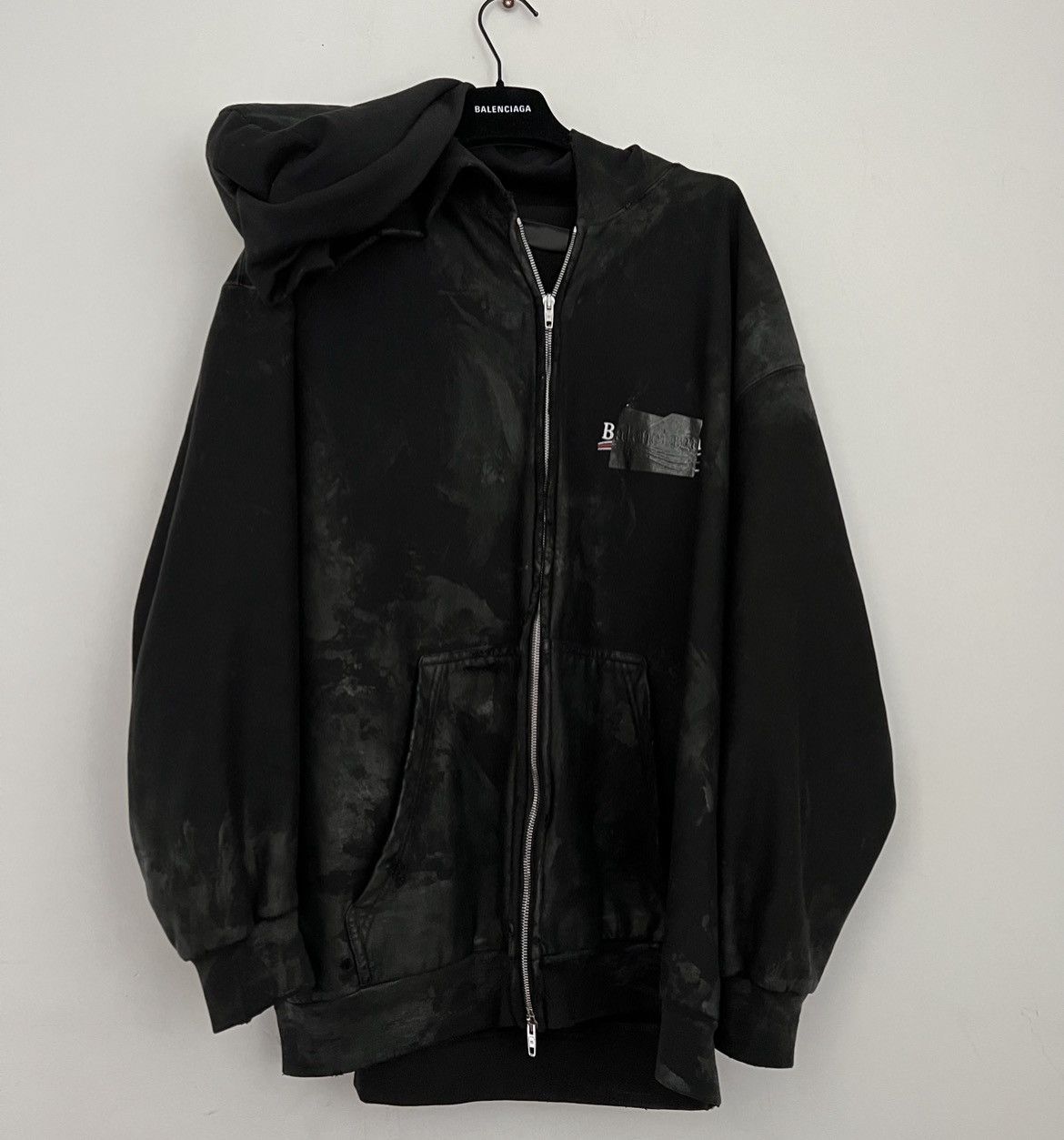 Pre-owned Balenciaga Gaffer Mud Dye Distressed Hoodie In Black