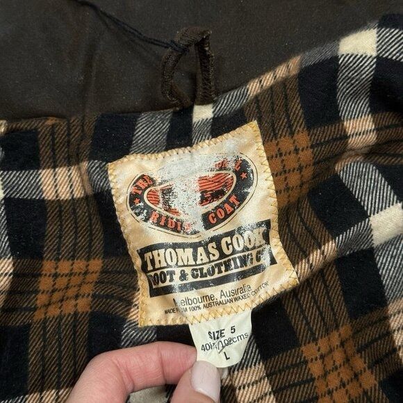 Vintage NWT Thomas Cook Long 100% Waxed Cotton Coat Jacket Riding Size US L / EU 52-54 / 3 - 12 Thumbnail