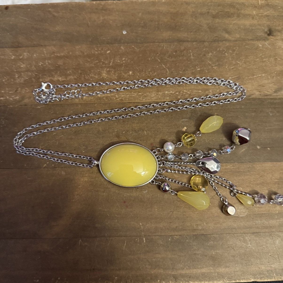 Other Silver tone yellow pendant charm tassel necklace Size ONE SIZE - 3 Thumbnail