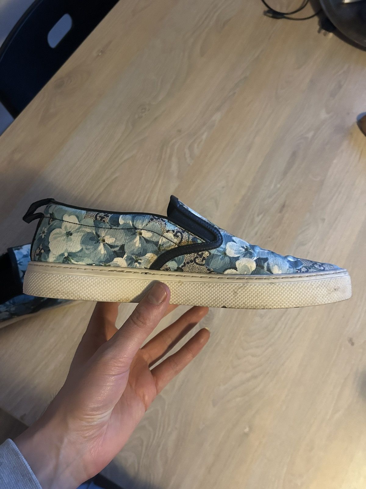 Gucci Floral Print GG Supreme Monogram Slip-Ons Size US 8 / EU 41 - 10 Thumbnail