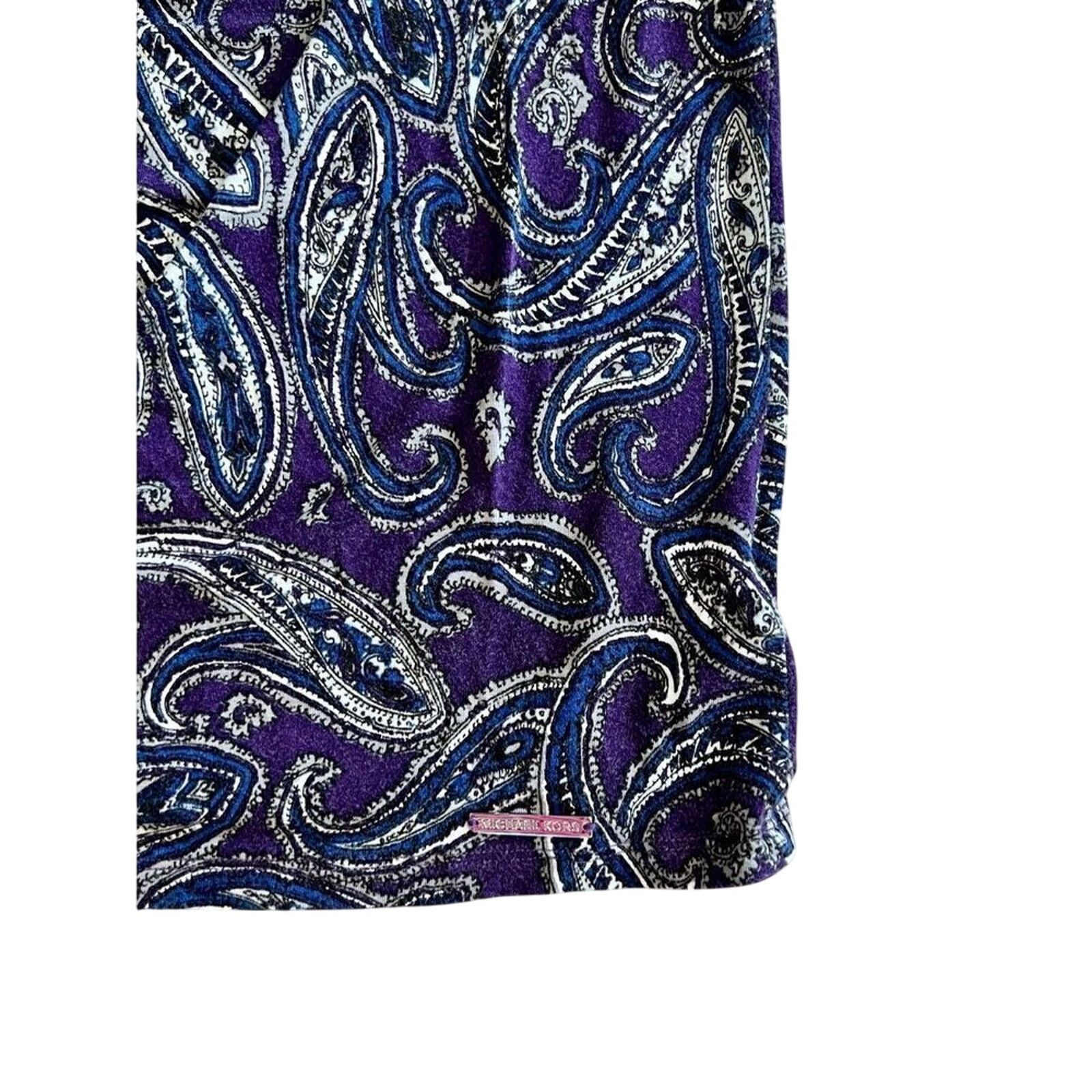 Michael Kors Michael Kors Purple 3/4 Sleeve Italian Paisley Blouse MEDIUM Size M / US 6-8 / IT 42-44 - 5 Thumbnail