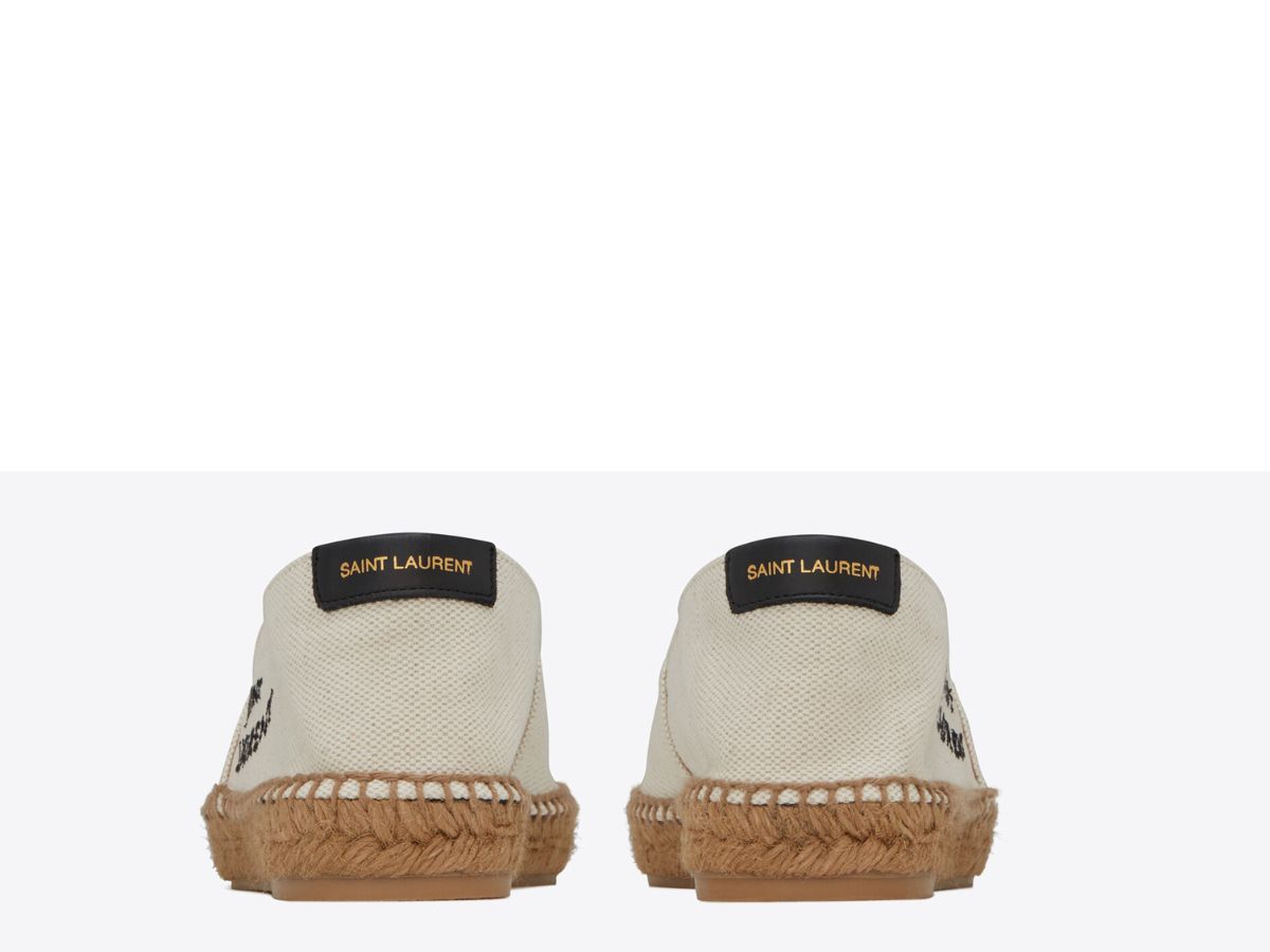 Saint Laurent Paris oc11z1125 Embroidered Espadrilles in Canvas in Natural Beige Size US 7.5 / EU 40-41 - 4 Thumbnail