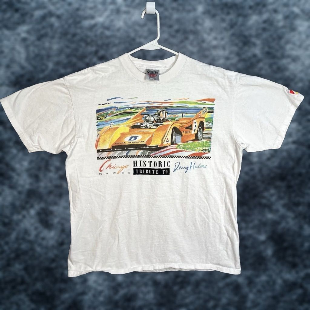 Vintage Vintage 90s McLaren M20 Denny Hulme Historic Racing T Shirt Adult XL White Mens Size US XL / EU 56 / 4 - 1 Thumbnail