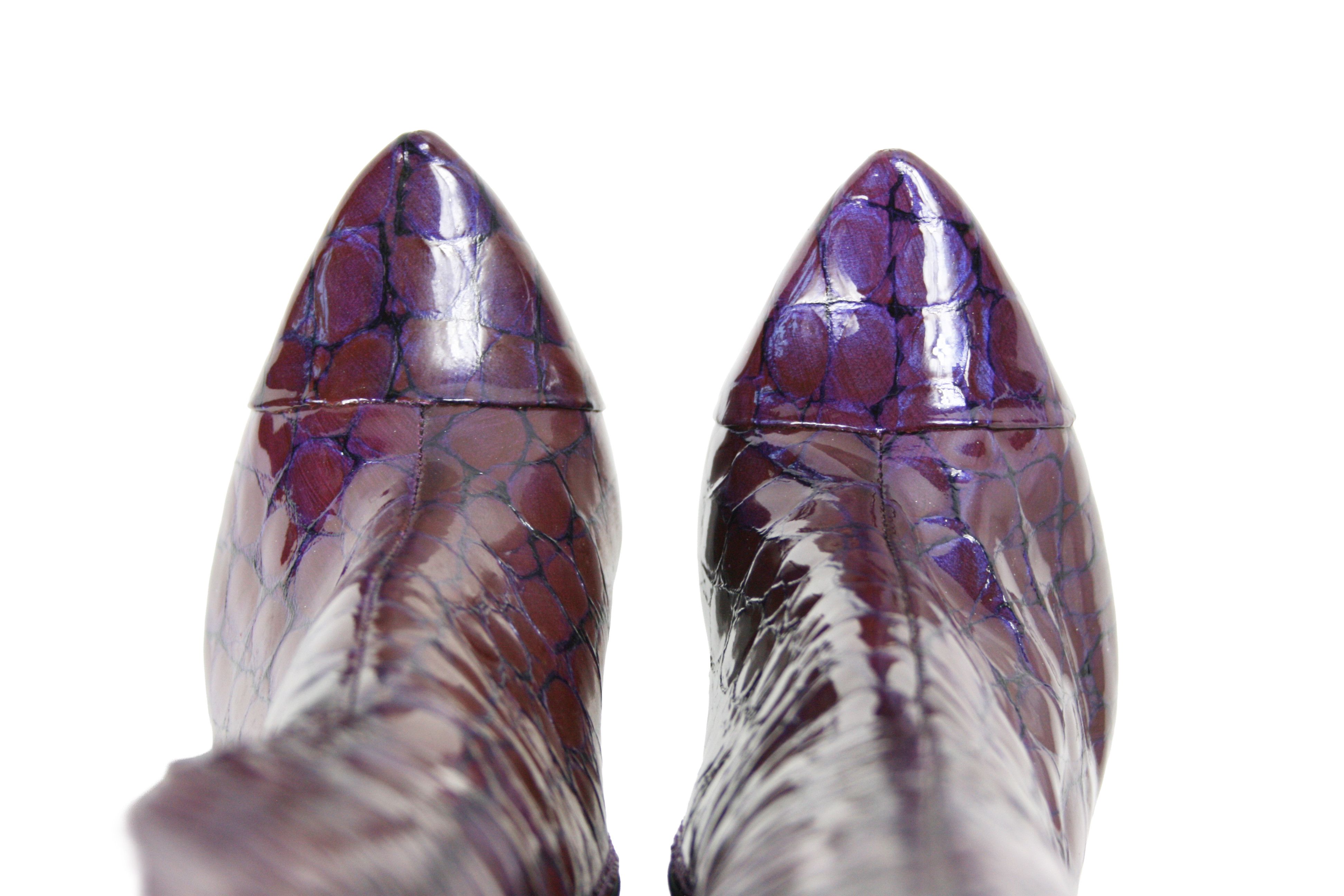 Other Gianmarco Lorenzi Y2K Sexy "Croco Print" Patent Knee Boots Size US 7 / IT 37 - 6 Thumbnail