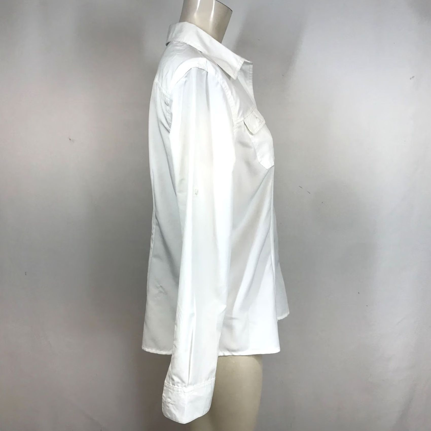 Eddie Bauer EDDIE BAUER WOMEN'S M WHITE LONG SLEEVE BUTTON-UP POLYESTER TOP SHIRT M Size M / US 6-8 / IT 42-44 - 4 Thumbnail