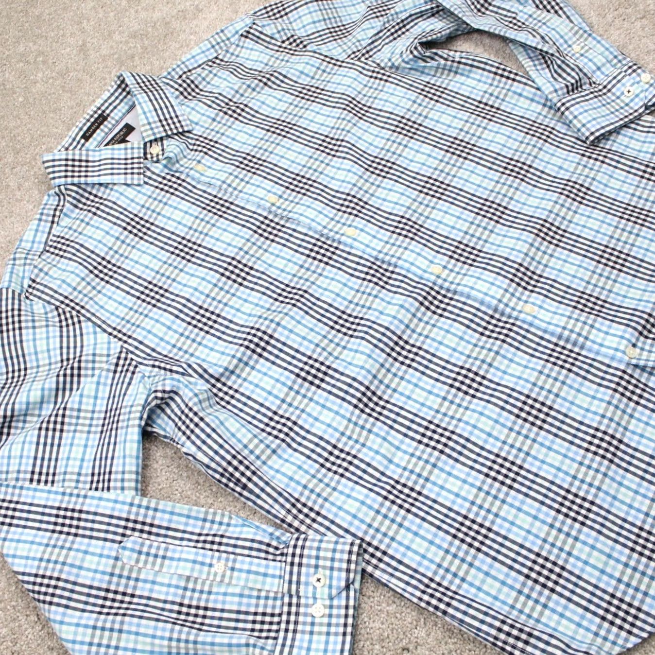 Banana Republic Banana Republic Shirt Mens XL Blue Camden Fit Non-Iron Cotton Long Sleeve Button Up Shirt-Blue White Plaid Size US XL / EU 56 / 4 - 7 Thumbnail
