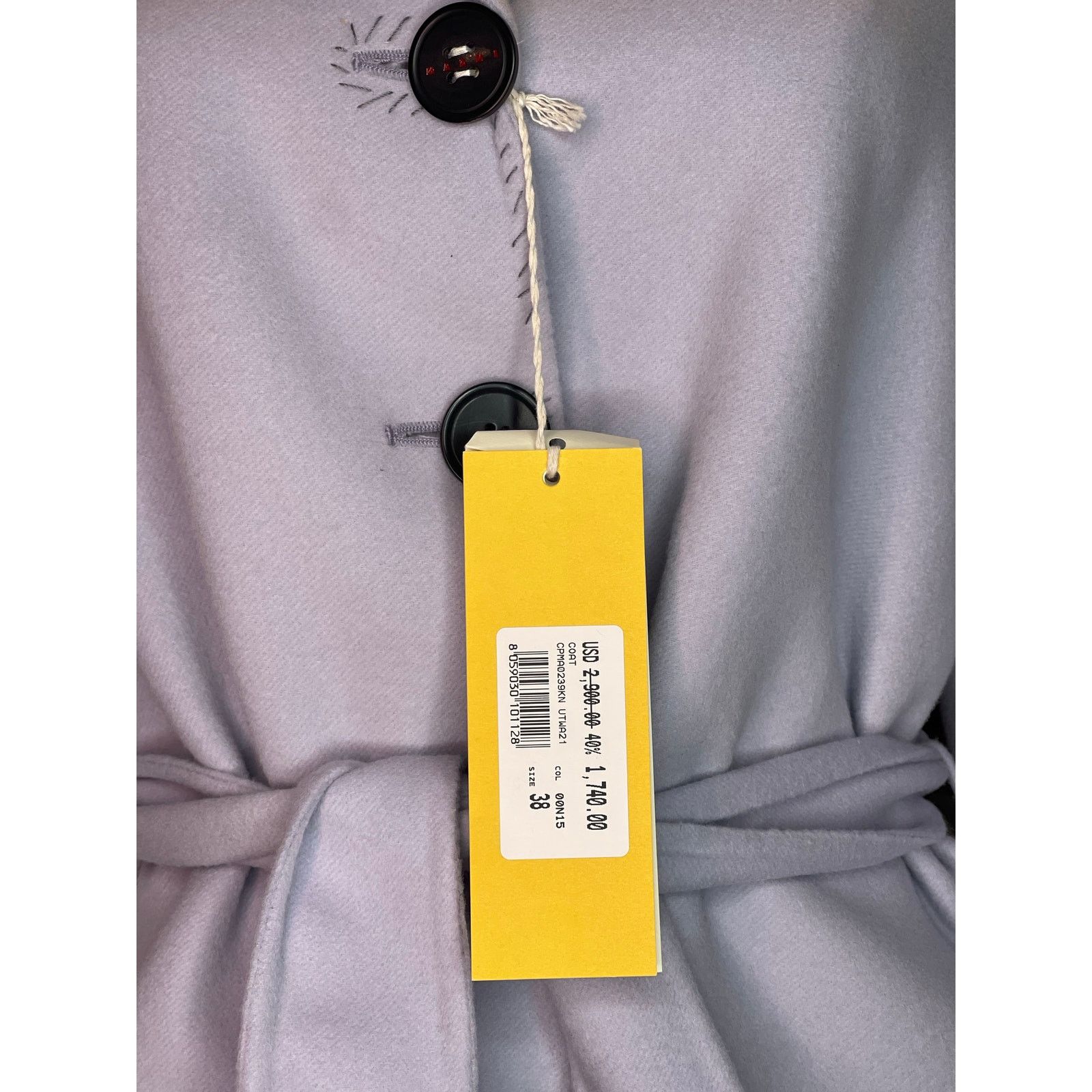 Marni Marni Lilac Wool Cashmere Belted Coat Size 38 NWT Size XS / US 0-2 / IT 36-38 - 11 Thumbnail