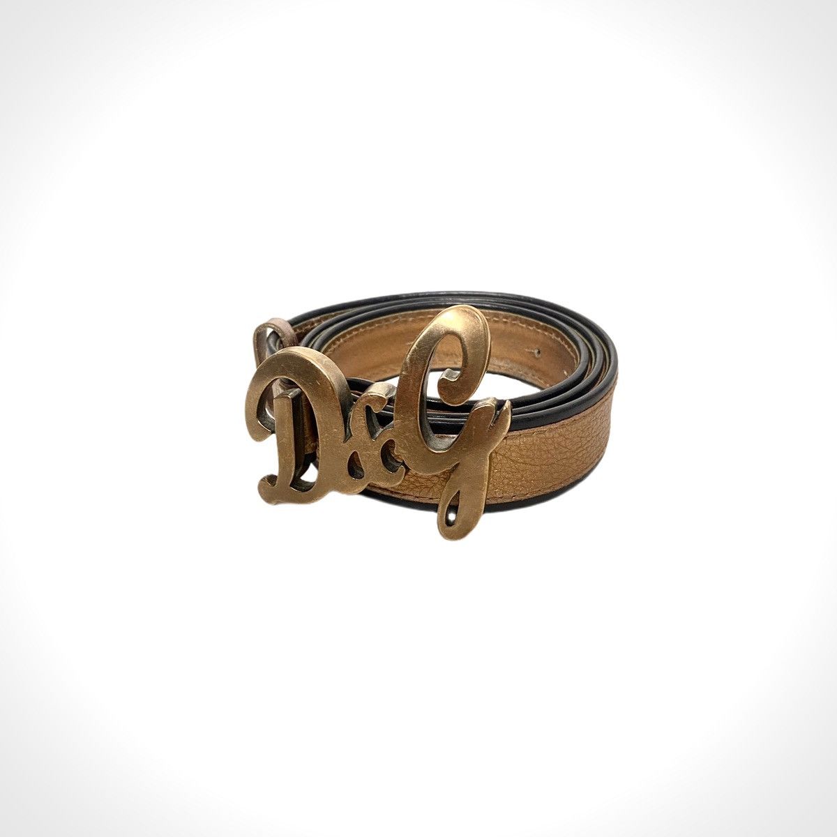 Dolce & Gabbana × Vintage Dolce&Gabbana Gold Leather Belt Logo Buckle Size ONE SIZE - 2 Thumbnail