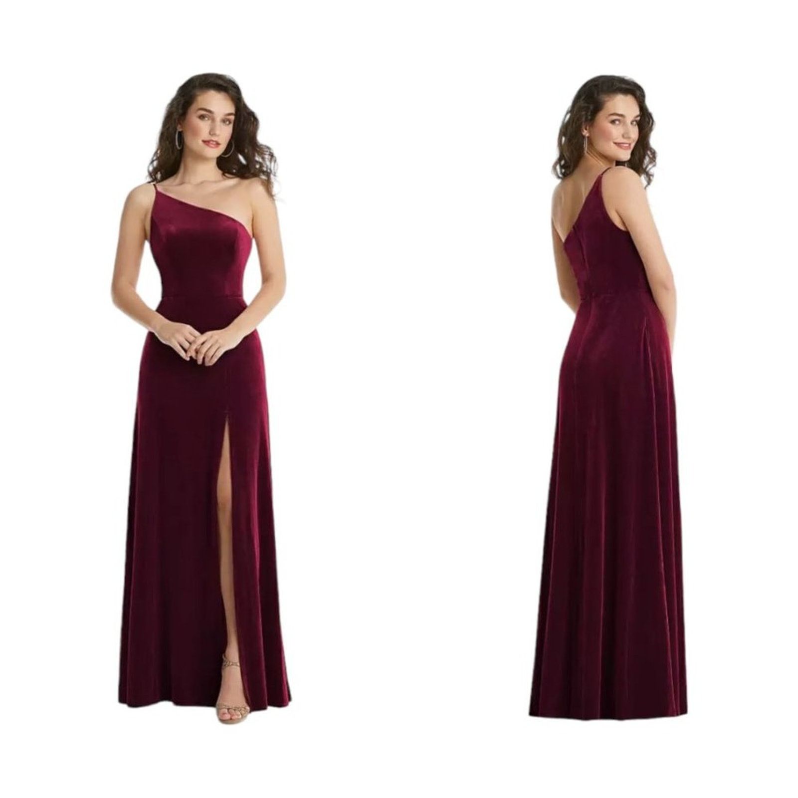 After Six After Six One-Shoulder Cabernet Velvet Gown Size 22W NWT Size 3XL / US 20-22 - 1 Thumbnail