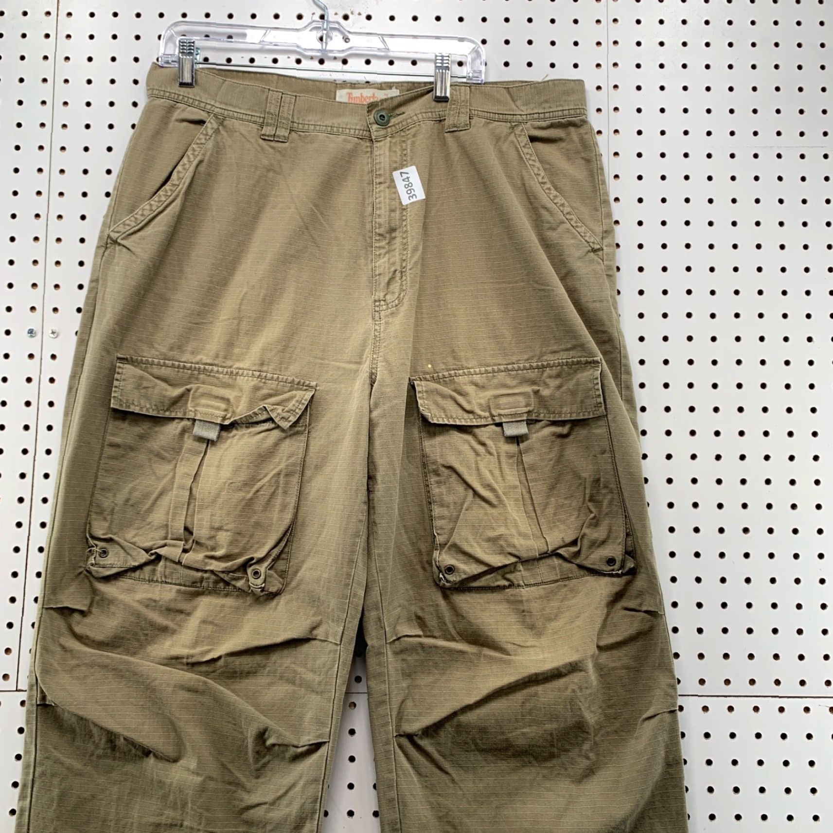 VINTAGE Timberland Cargo Pants Mens 38 (Fits 36x29) Brown Rip Stop