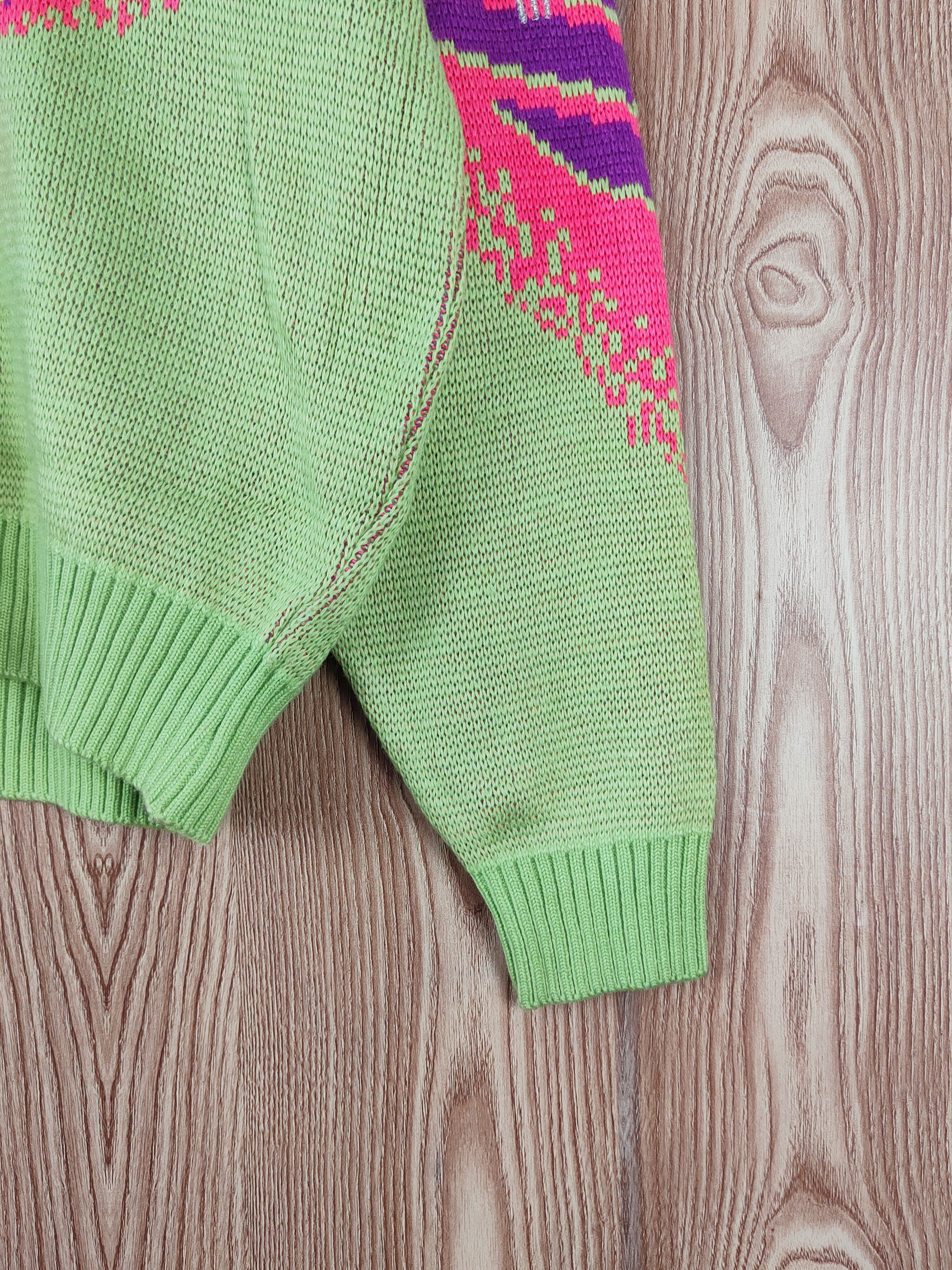 Vintage Fablice Green Pink art vintage Knitwear Sweatshirts #W818 Size US L / EU 52-54 / 3 - 7 Thumbnail