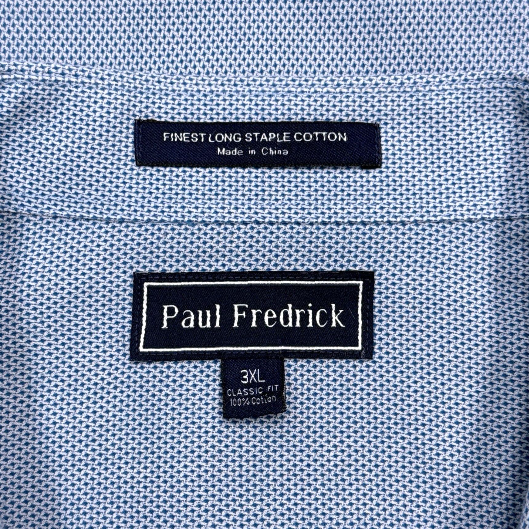 Vintage Paul Fredrick Dress Shirt Mens 3XL Blue Button Up 100% Cotton Long Sleeve Geometric Classic Blue Mens Regular Size 48R - 6 Thumbnail