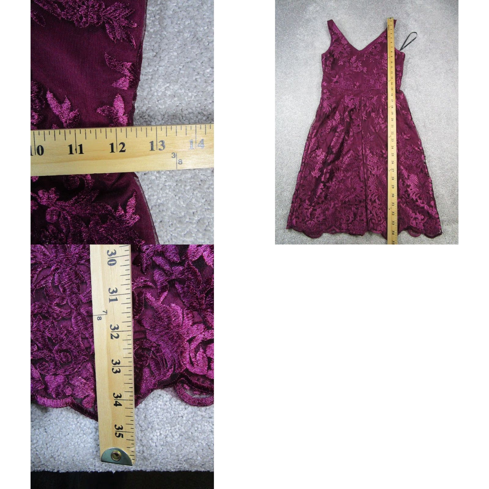 Lulus VINTAGE Lulus Dress Womens XS Purple Floral Lace Blouson Sleeveless V-Neck Short Party Cocktail Wedding Size XS / US 0-2 / IT 36-38 - 8 Thumbnail