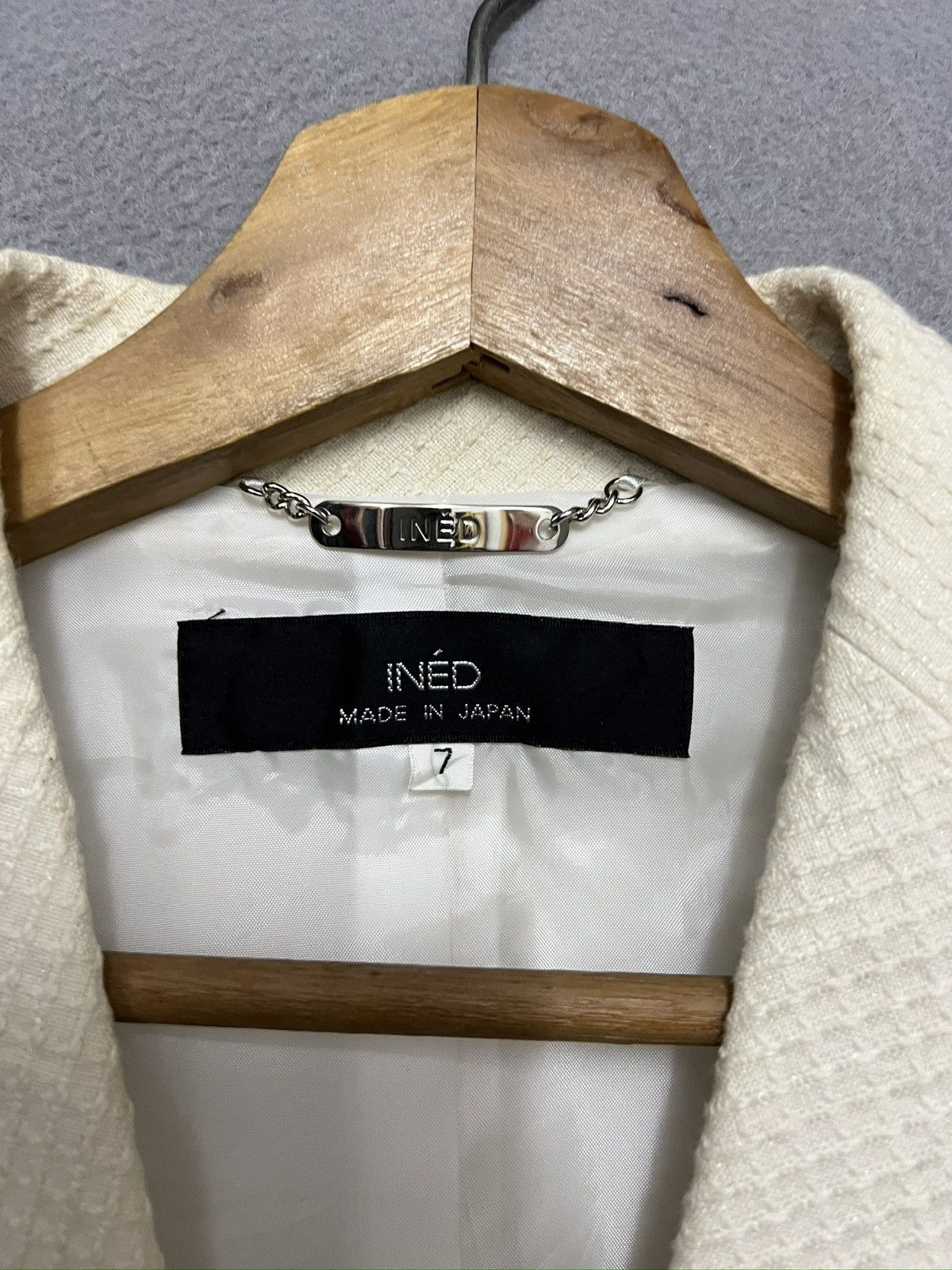 Japanese Brand 543. INED Inspired Cream Frayed Blazer by Yohji Yamamoto Size ONE SIZE - 4 Thumbnail