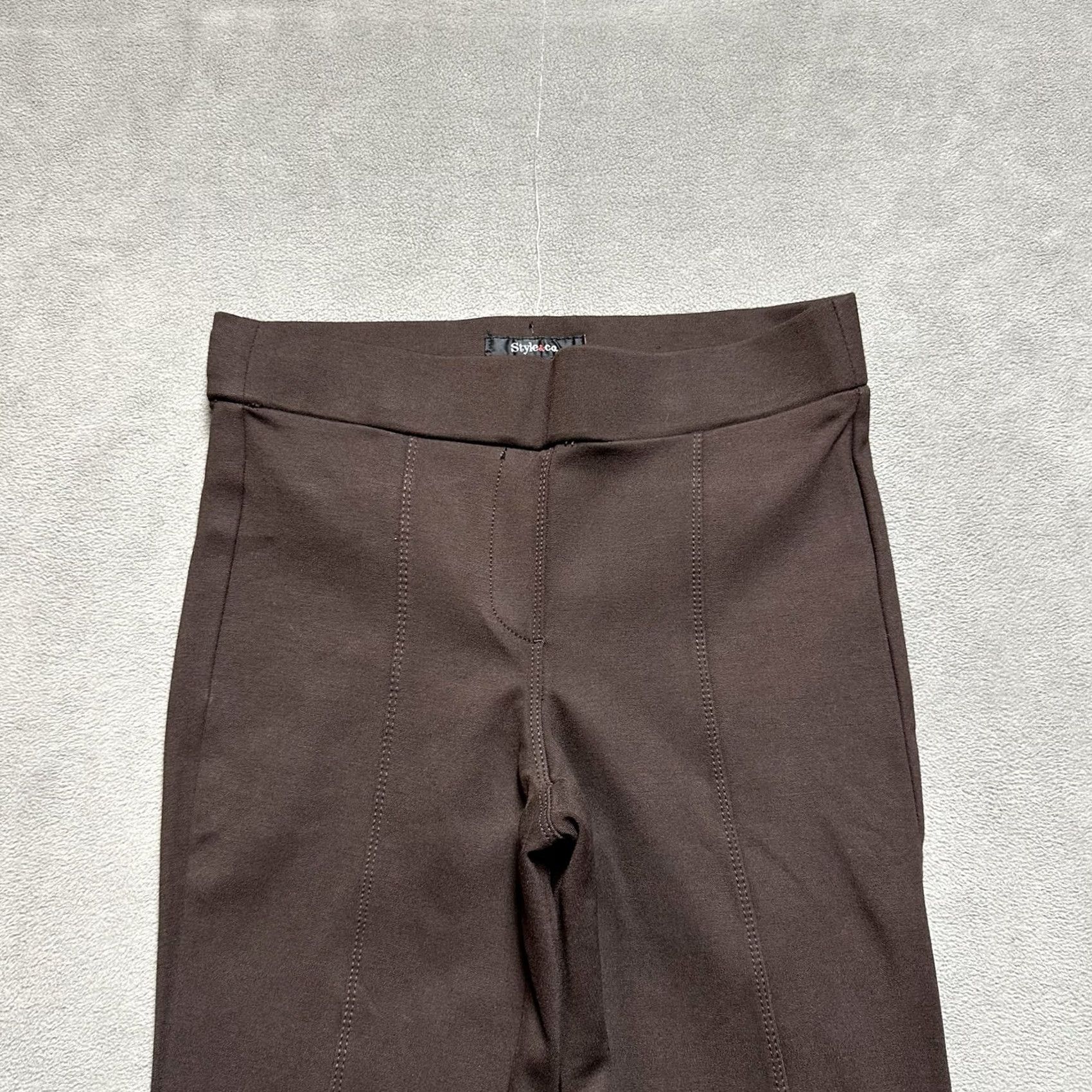 Vintage Style & Co Pants Womens Small Brown Pull On Stretch Skinny Comfort Rayon Career Size 28" / US 6 / IT 42 - 3 Thumbnail