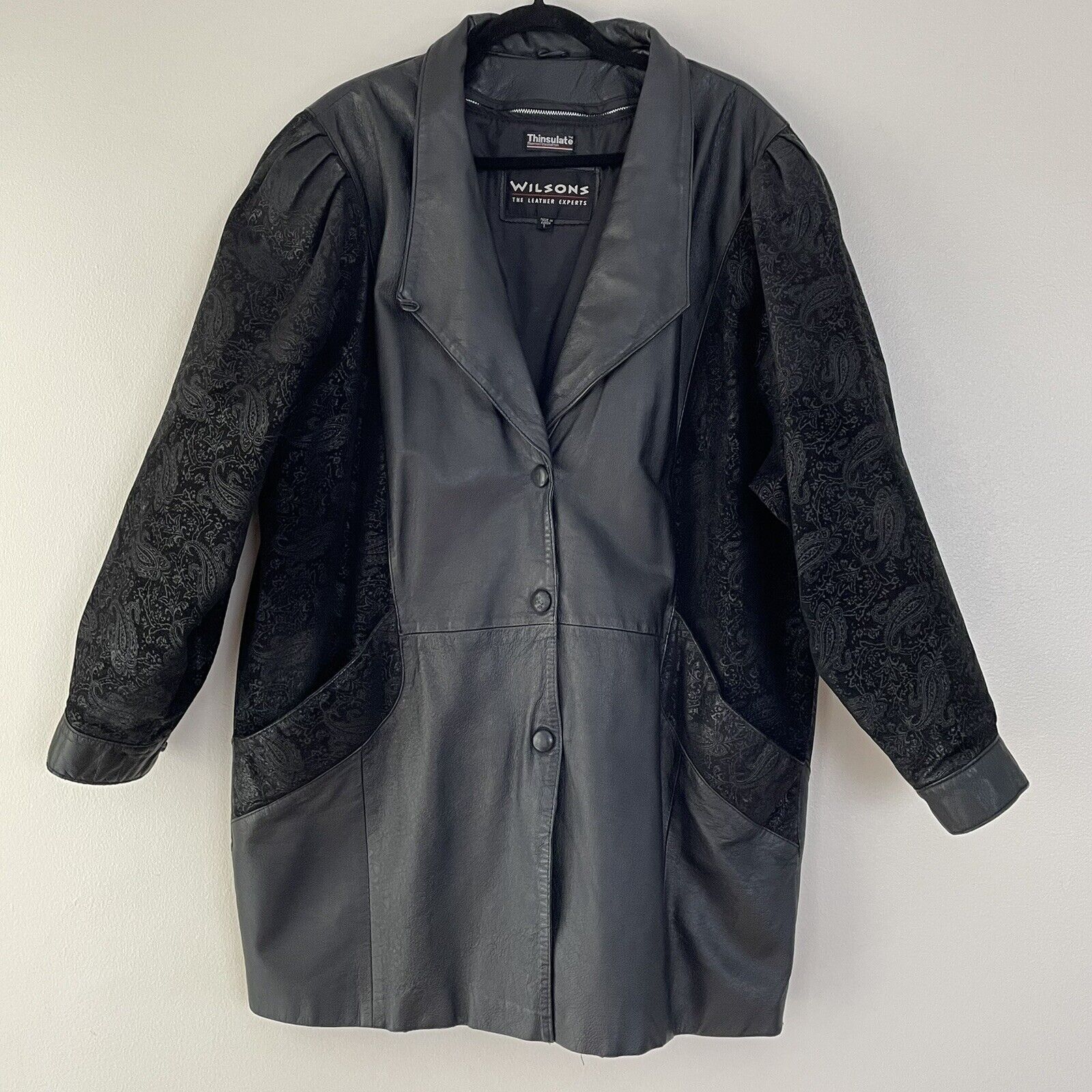 Wilsons Leather VTG Leather Jacket Puff Sleeves Thinsulate Black Women's L Size L / US 10 / IT 46 - 1 Thumbnail