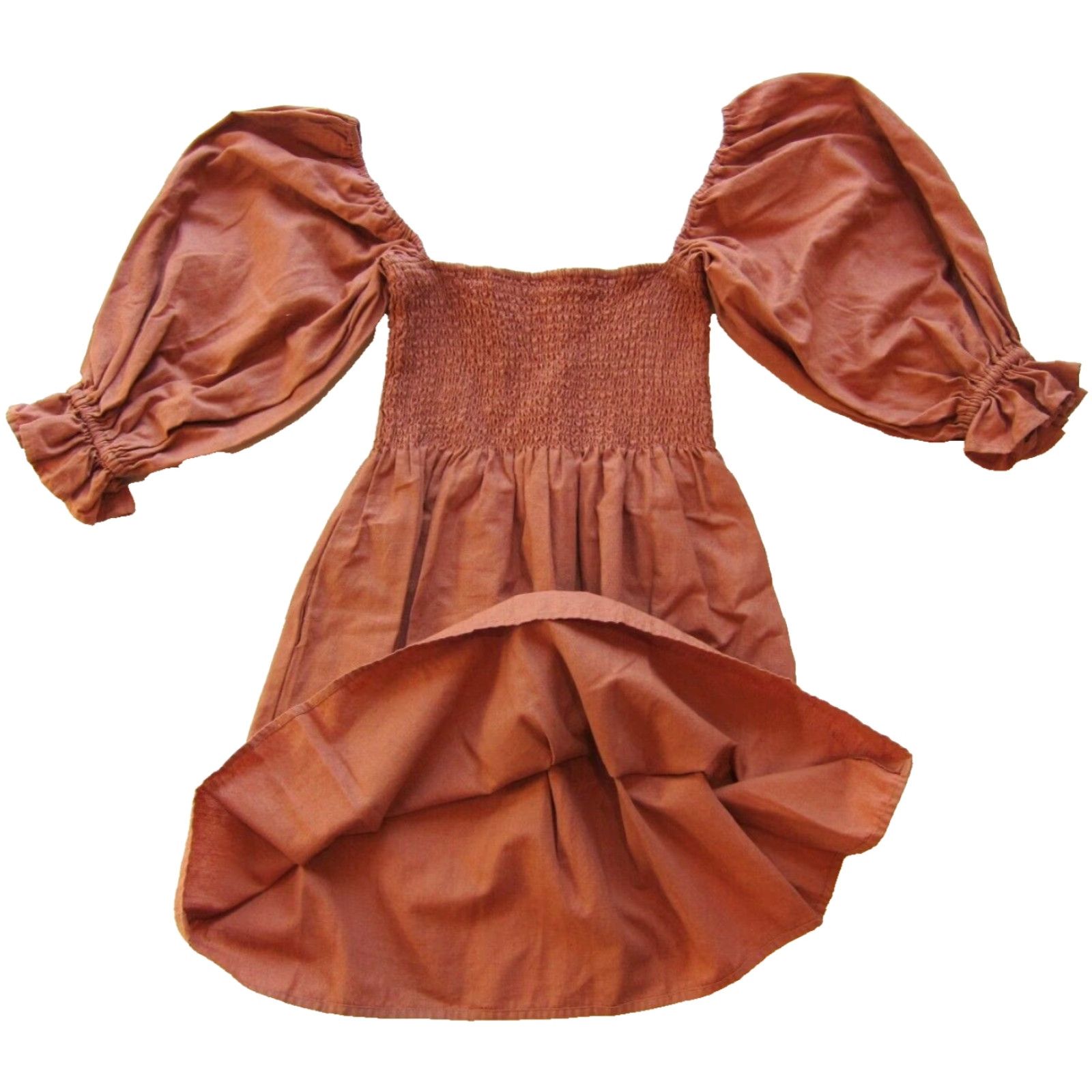 FLAX Kourt Flax Cotton Rust Orange Off Shoulder 3/4 Sleeve Pocket Short Dress XS Size 26" / US 2 / IT 38 - 5 Thumbnail