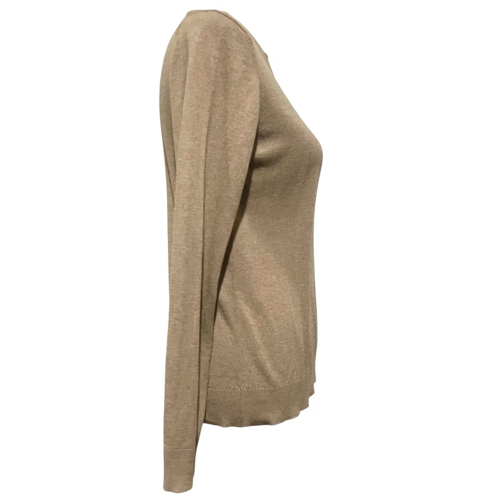 Banana Republic Banana Republic Womens Silk Cashmere Sweater Tan Crew Neck Lightweight Sz L Pullover Solid Long Sleeve Womens Size L / US 10 / IT 46 - 4 Thumbnail