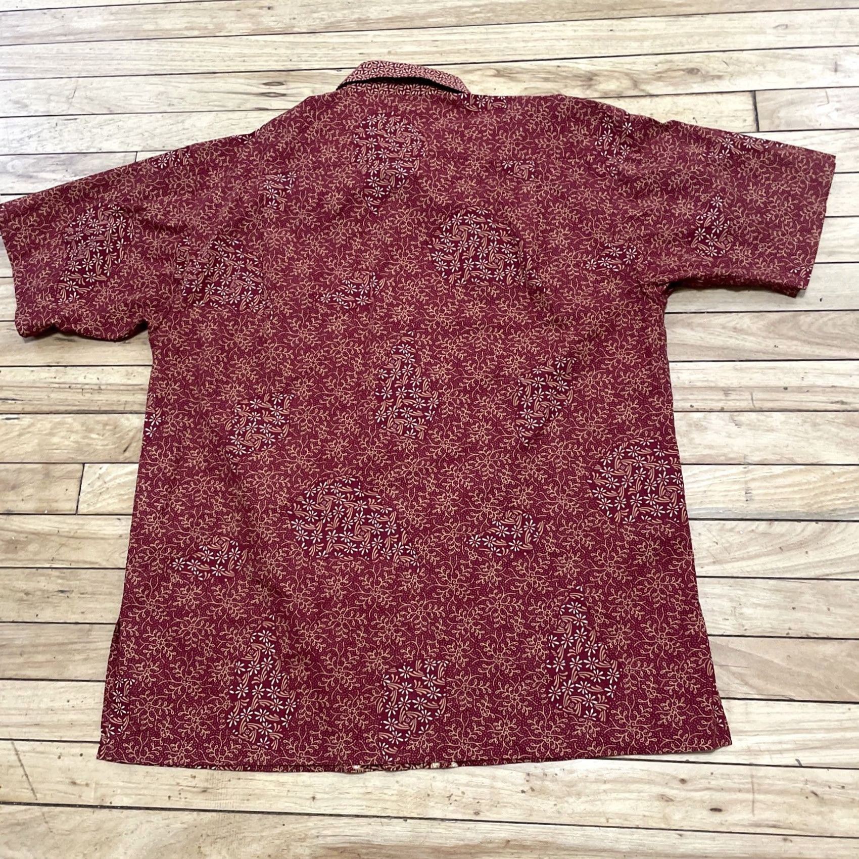 Vintage VINTAGE KERIS Fashion Hawaiian Shirt Men L Floral Tribal Stripe Orange Red Cotton Short Sleeve Button-Up Collared Size US L / EU 52-54 / 3 - 2 Thumbnail