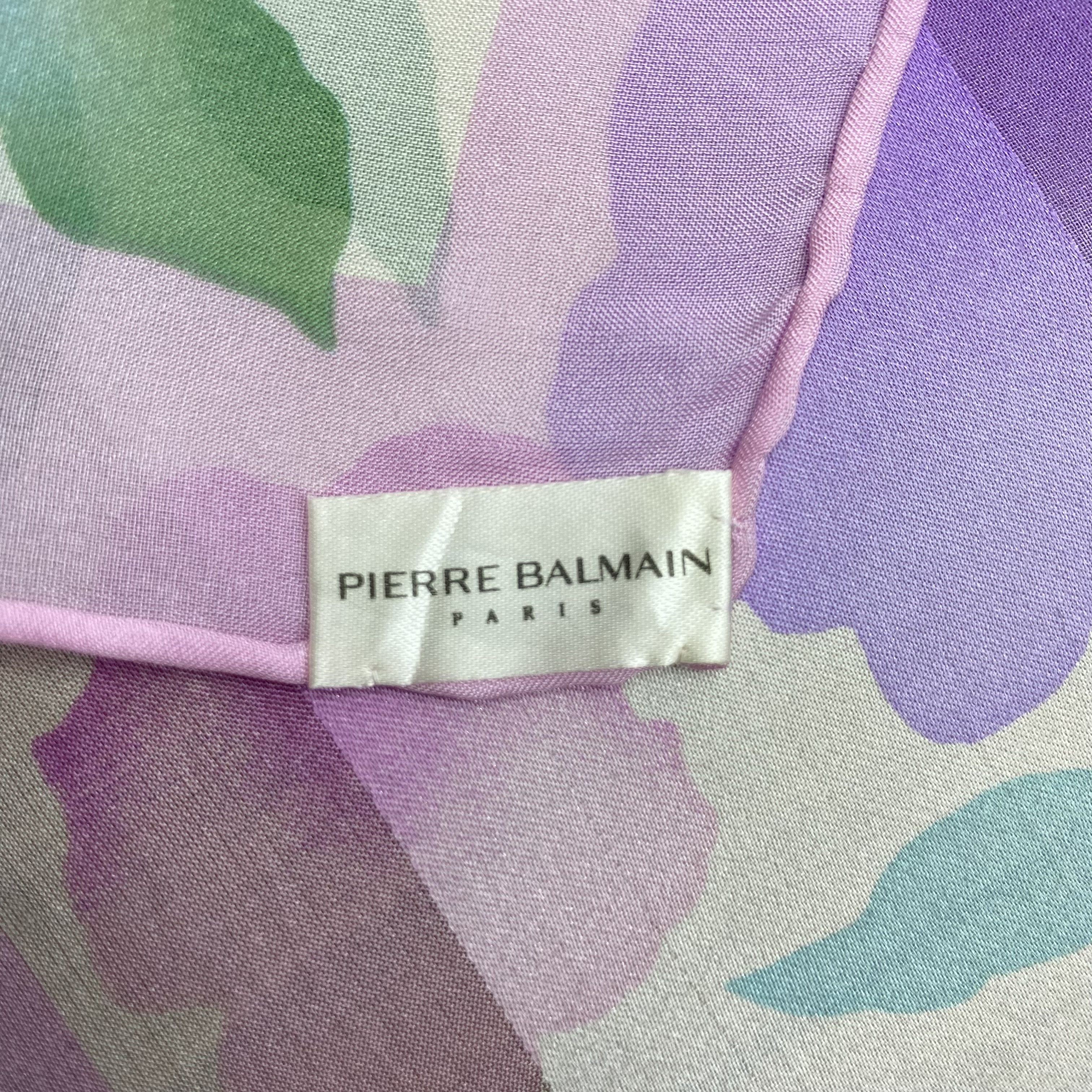 Pierre Balmain × Vintage Vintage 90s Pierre Balmain Floral Silk Scarf SSC253 Size ONE SIZE - 4 Thumbnail