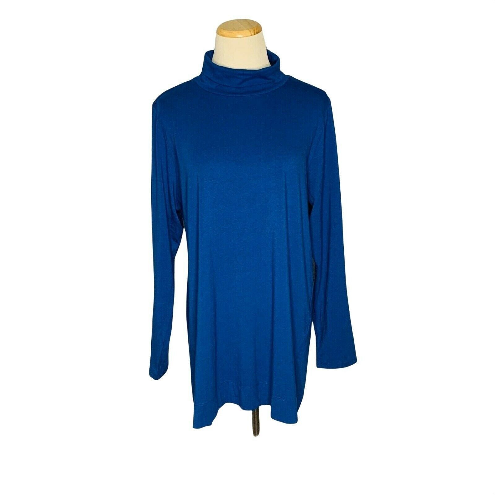 J. Jill J. JILL Teal Blue Long Sleeves High Neck Tunic Top Sz LP Size L / US 10 / IT 46 - 11 Thumbnail
