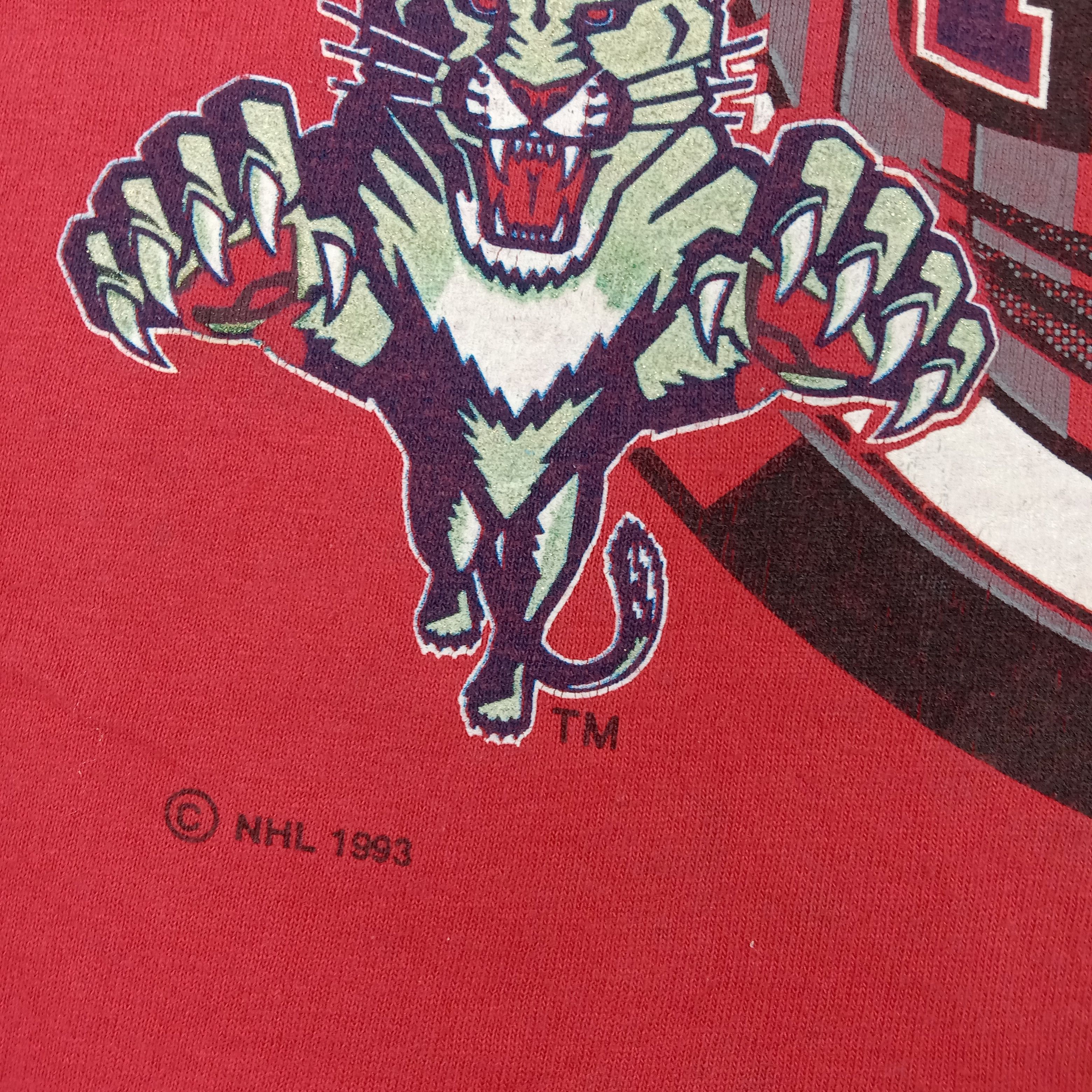 NFL 90s Florida Panthers Hocket Team Tshirt C276N65 Size US L / EU 52-54 / 3 - 3 Thumbnail