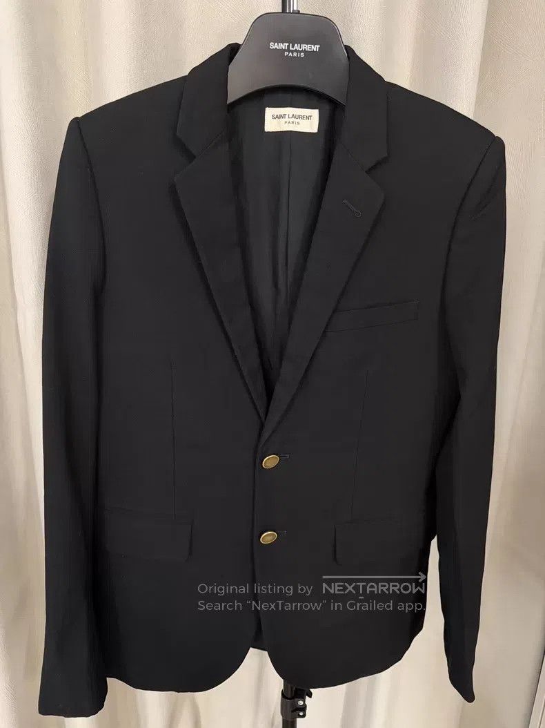 Saint Laurent Paris Saint Laurent Paris Golden Button Black Wool Business Suit Size US S / EU 44-46 / 1 - 1 Thumbnail