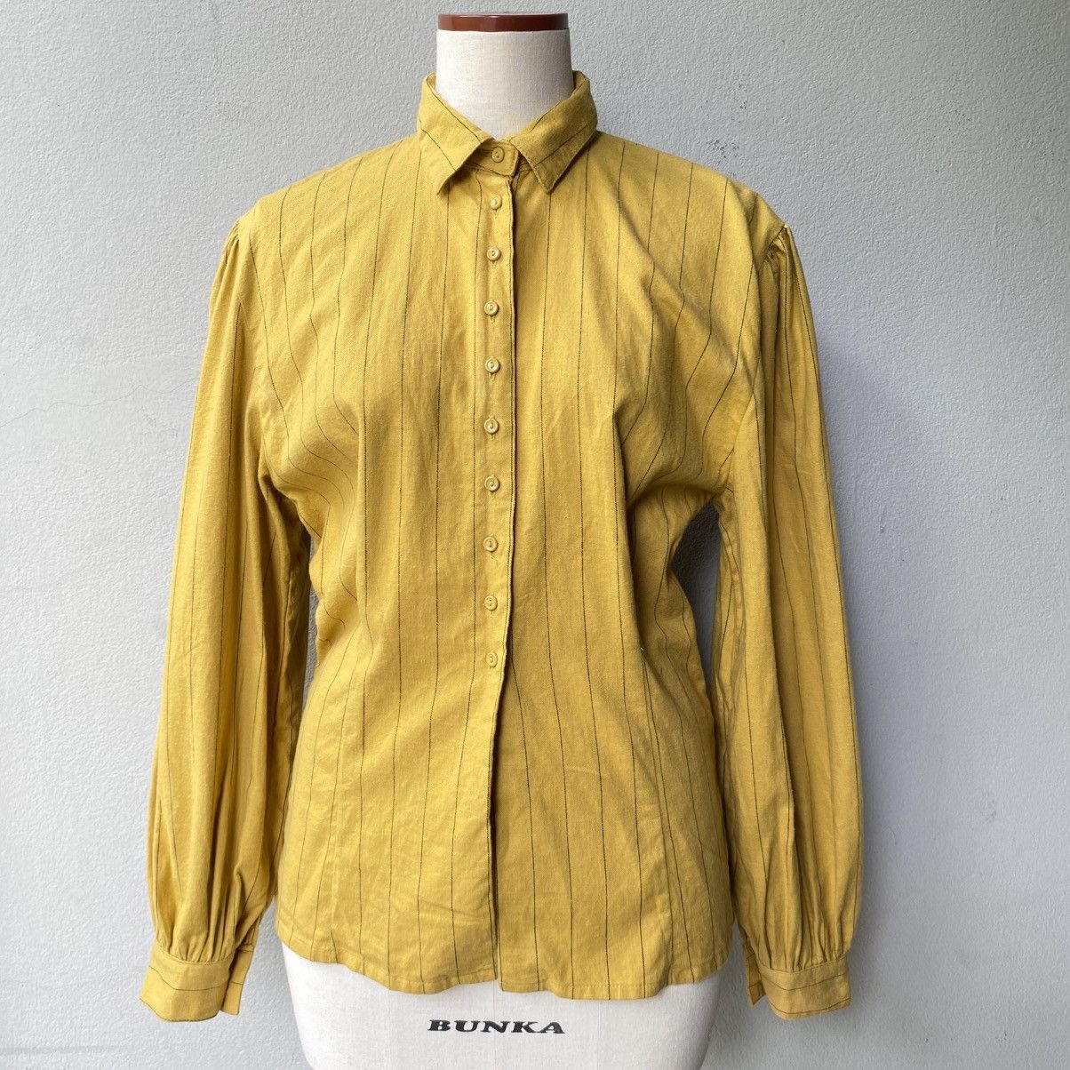 Norma Kamali Norma Kamali Yellow Stripe Soft Button Blouse Size M / US 6-8 / IT 42-44 - 18 Thumbnail