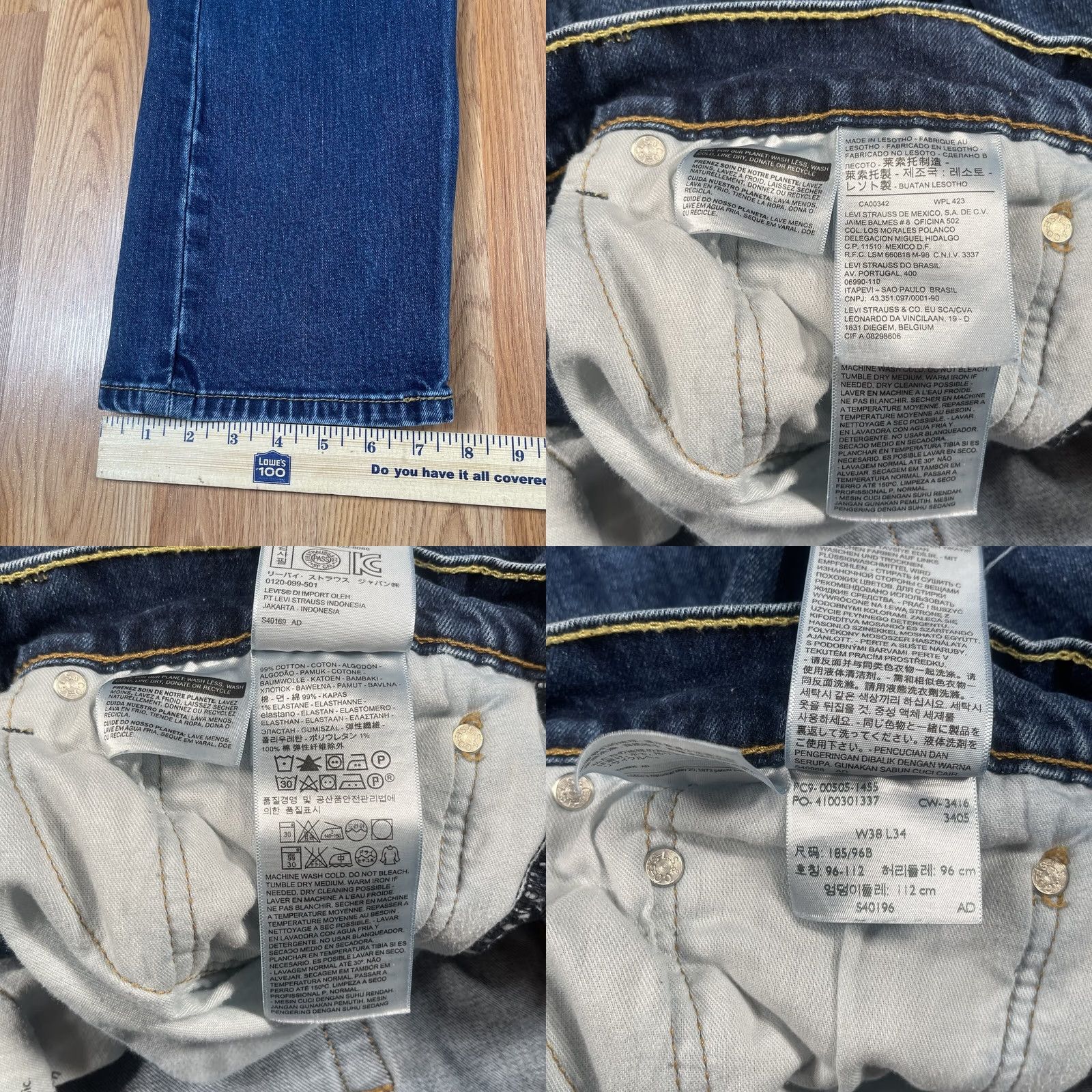 Levi's LEVI'S 505 Straight Jeans Mens 38Wx34L Blue Strauss Fit Stretch Denim CottonBlend Size US 38 / EU 54 - 8 Thumbnail