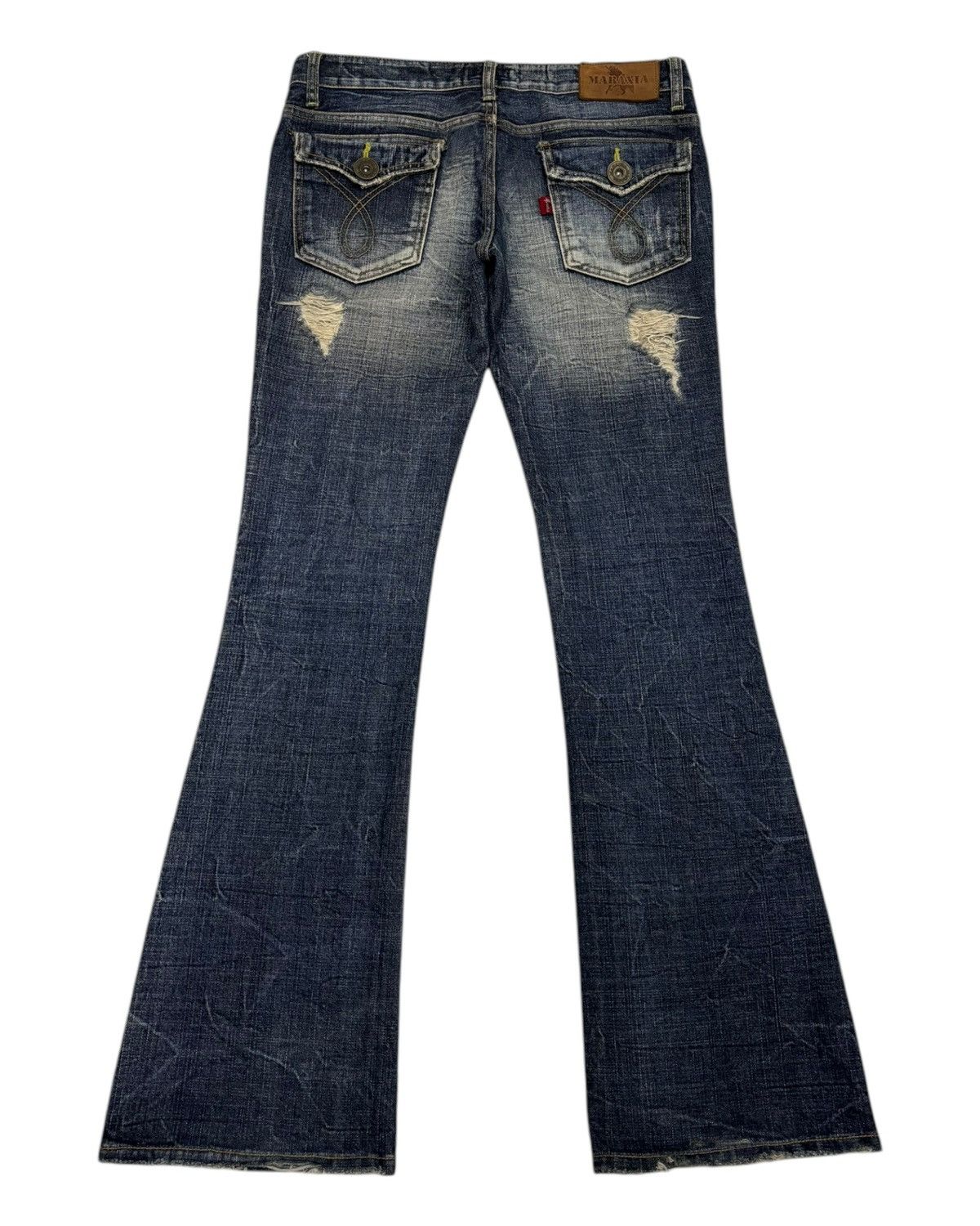 Hysteric Glamour × Japanese Brand HYSTERIC GLAMOUR STYLE DISTRESS DENIM MARAXIA FLARED PANTS Size 31" - 2 Thumbnail