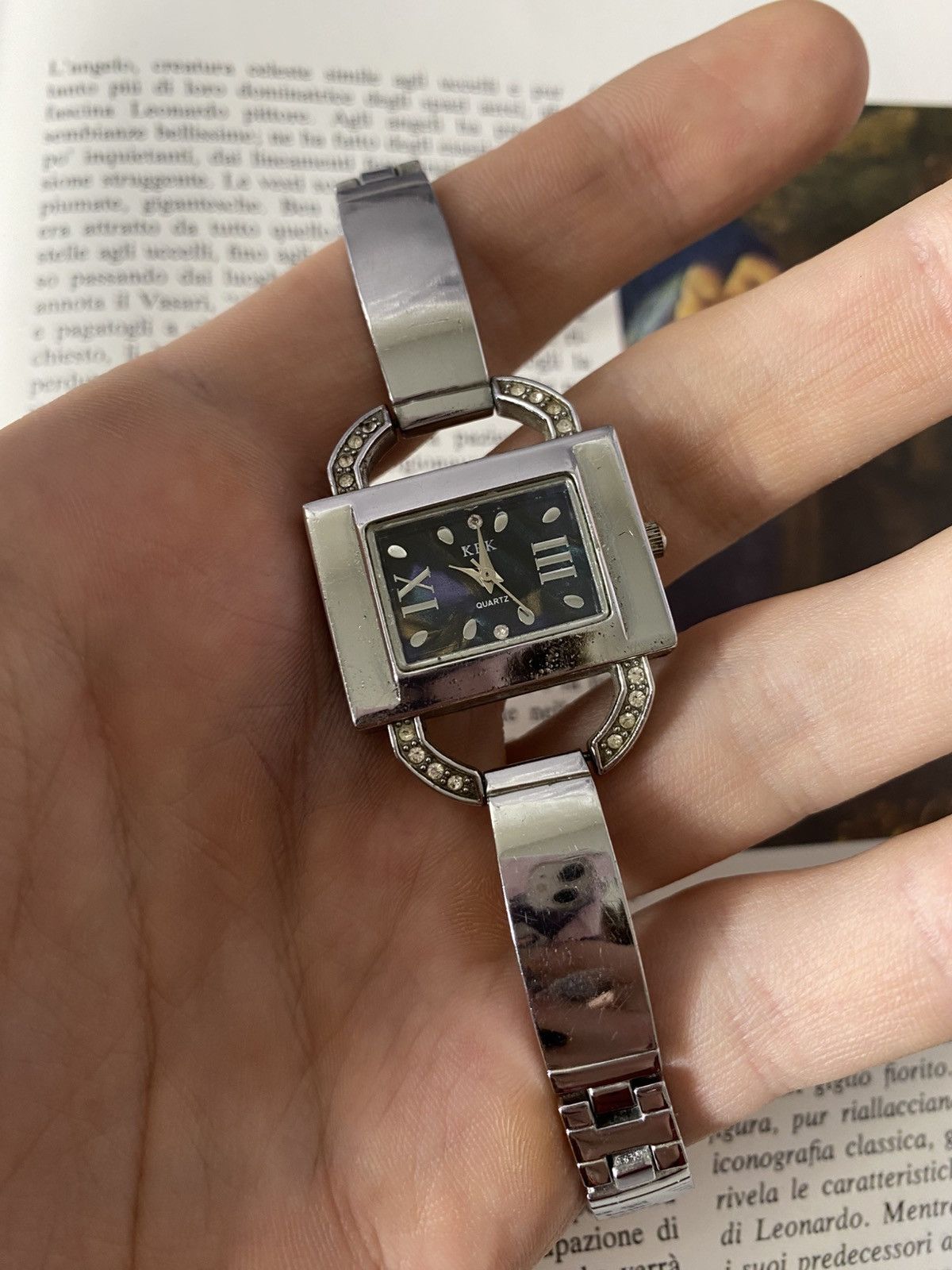 Japanese Brand Vintage Square Quartz Watch Women's Silver Bangle Style Size ONE SIZE - 4 Thumbnail