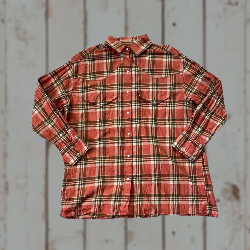 Levi's VINTAGE Levi's Western Shirt Mens Small Orange Pearl Snap Flannel Plaid Cowboy Size US S / EU 44-46 / 1 - 1 Thumbnail