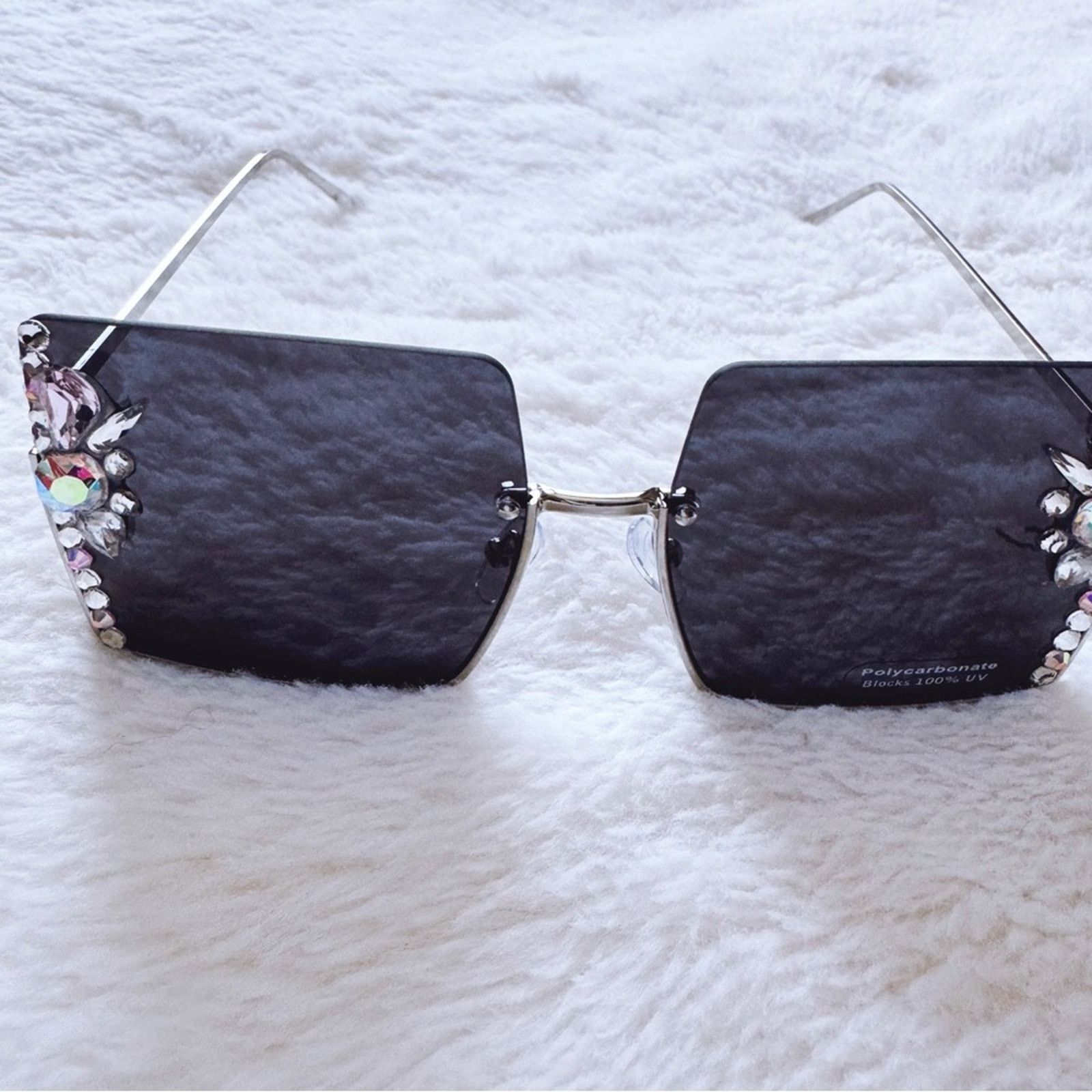 Other Nora Black w/ Silver Rims Square Sunglasses Size ONE SIZE - 4 Thumbnail