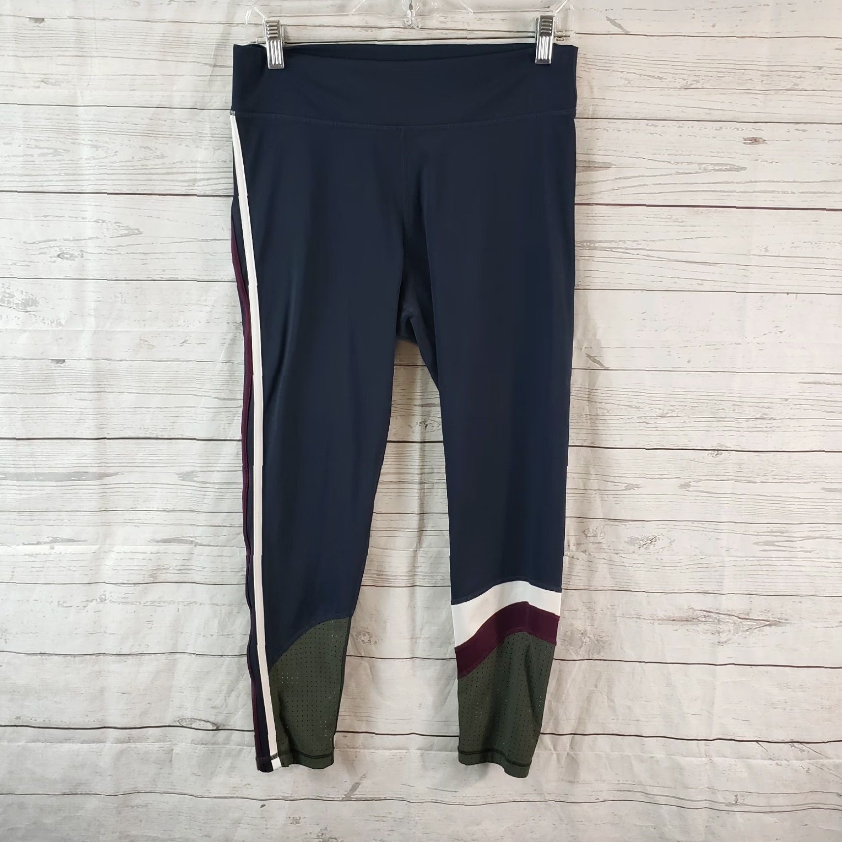 The Upside The Upside womens Cropped Leggings Sz 10 Blue Gray Perforated Size 32" / US 10 / IT 46 - 2 Thumbnail
