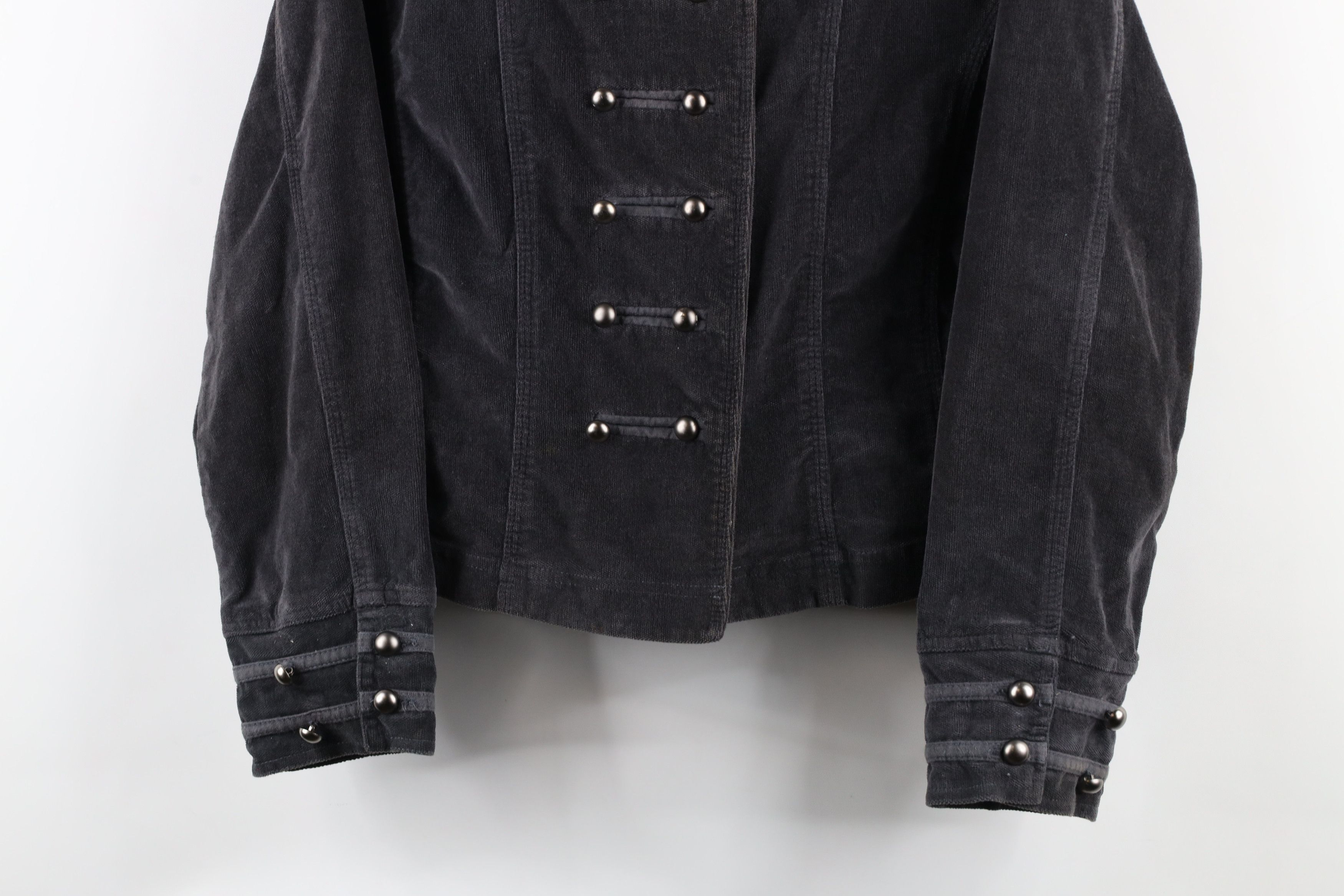 Vintage Vintage 90s Streetwear Corduroy Velour Military Jacket Gray Size US S / EU 44-46 / 1 - 3 Thumbnail