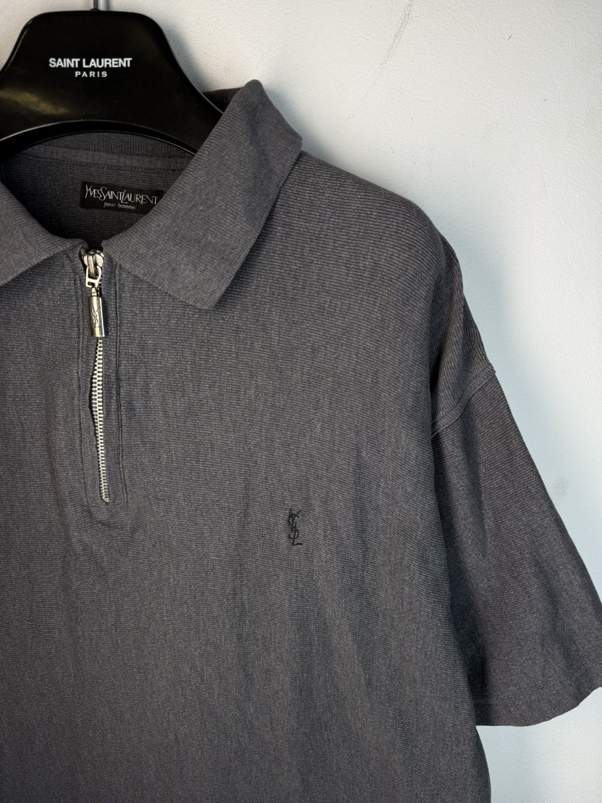 Yves Saint Laurent 90s YSL Polo Shirt Grey YSL Shirt YSL Tee Size US XL / EU 56 / 4 - 1 Thumbnail