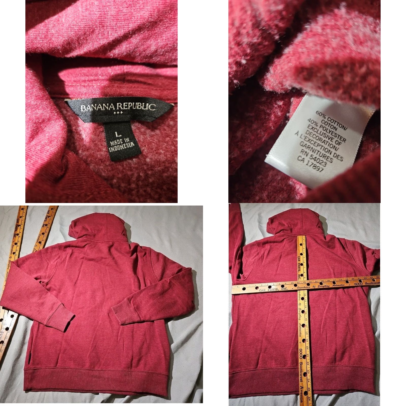 Banana Republic VINTAGE Banana Republic Hoodie Mens Large Red Logo Spell Out Graphic Pullover Star Shirt Size US L / EU 52-54 / 3 - 8 Thumbnail